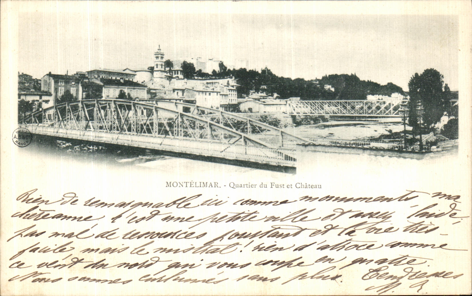 VINTAGE POSTCARD Montelimar District of Fust and Castle