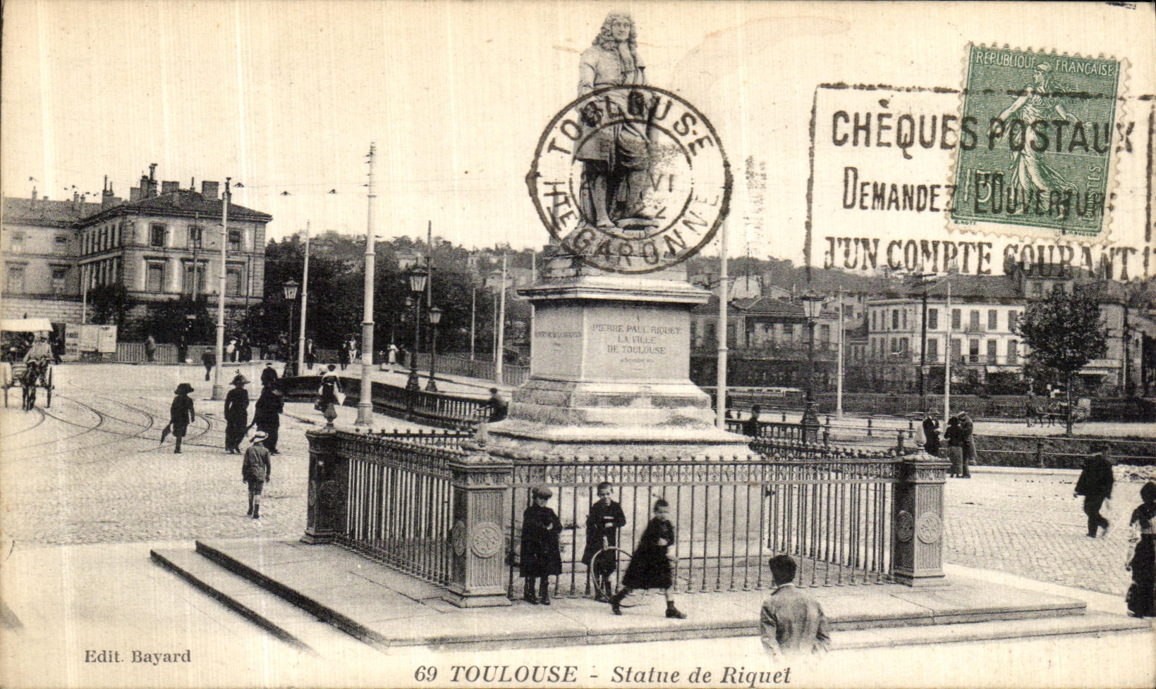 CPA Toulouse Statue de Riquet Enfants