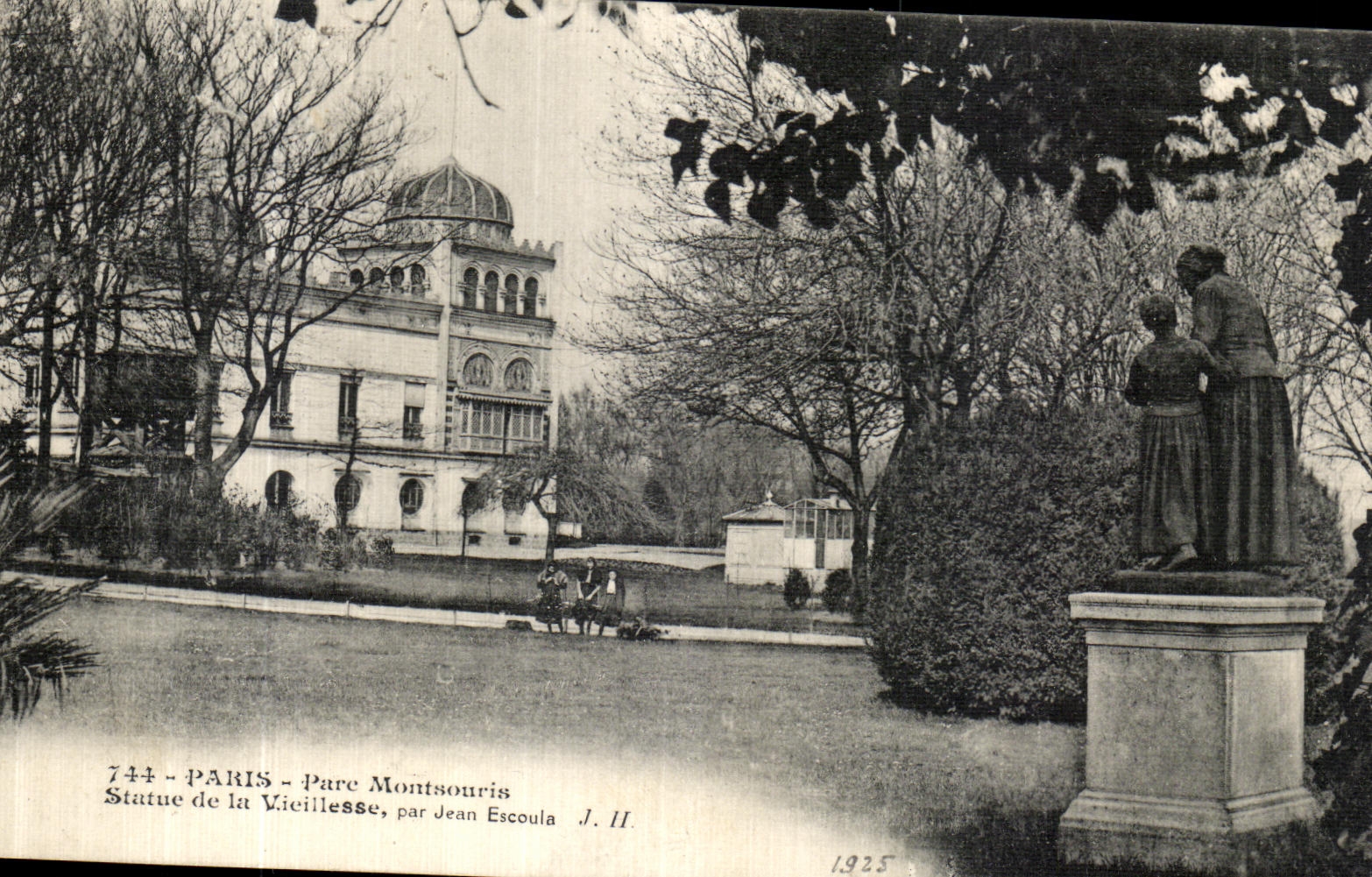 VINTAGE POSTCARD Paris Parc Montsouris Rules of Old age by Jean Escoula