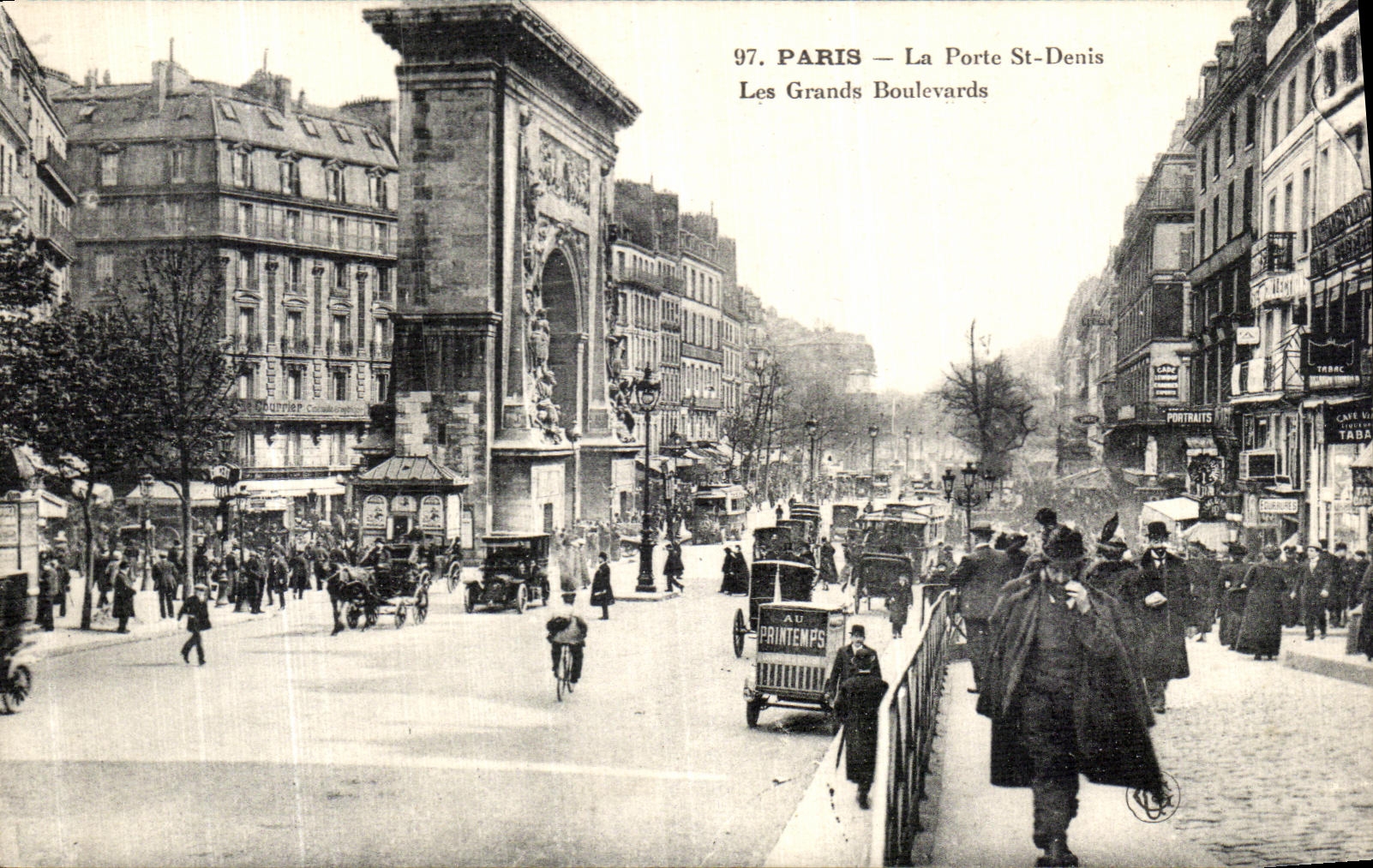 VINTAGE POSTCARD Paris the Gate St Denis Grands Boulevards