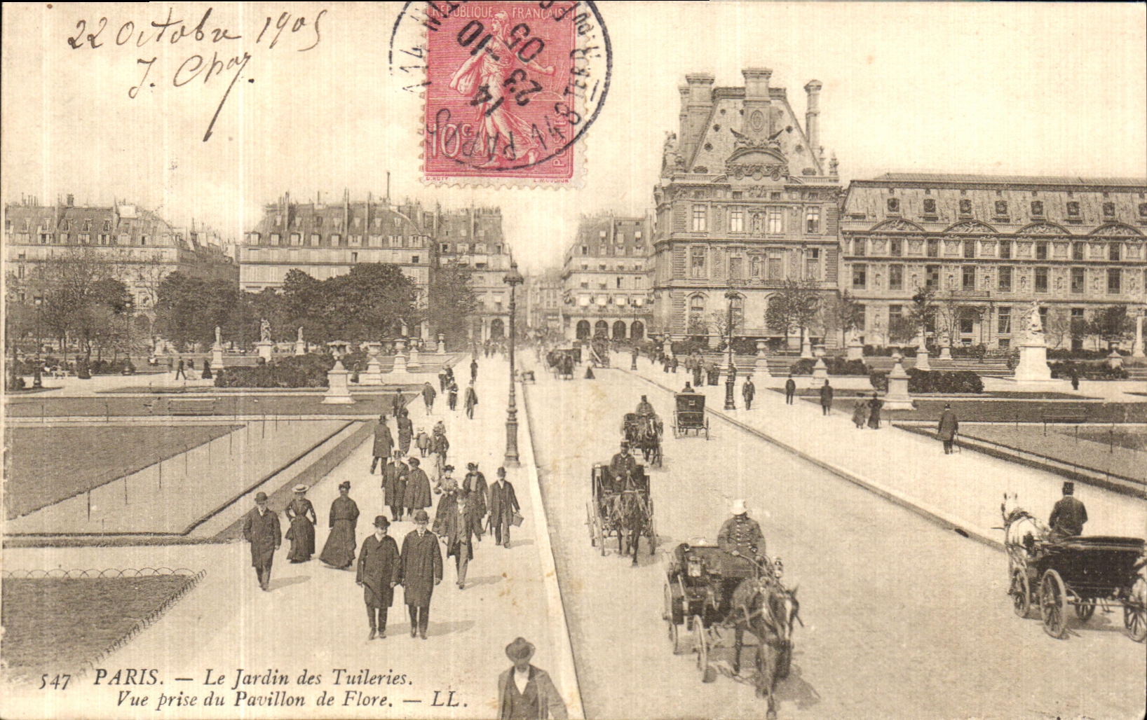 CPA Paris Le Jardin des Tuileries Vue Prise du Pavillon du Flore Louvre