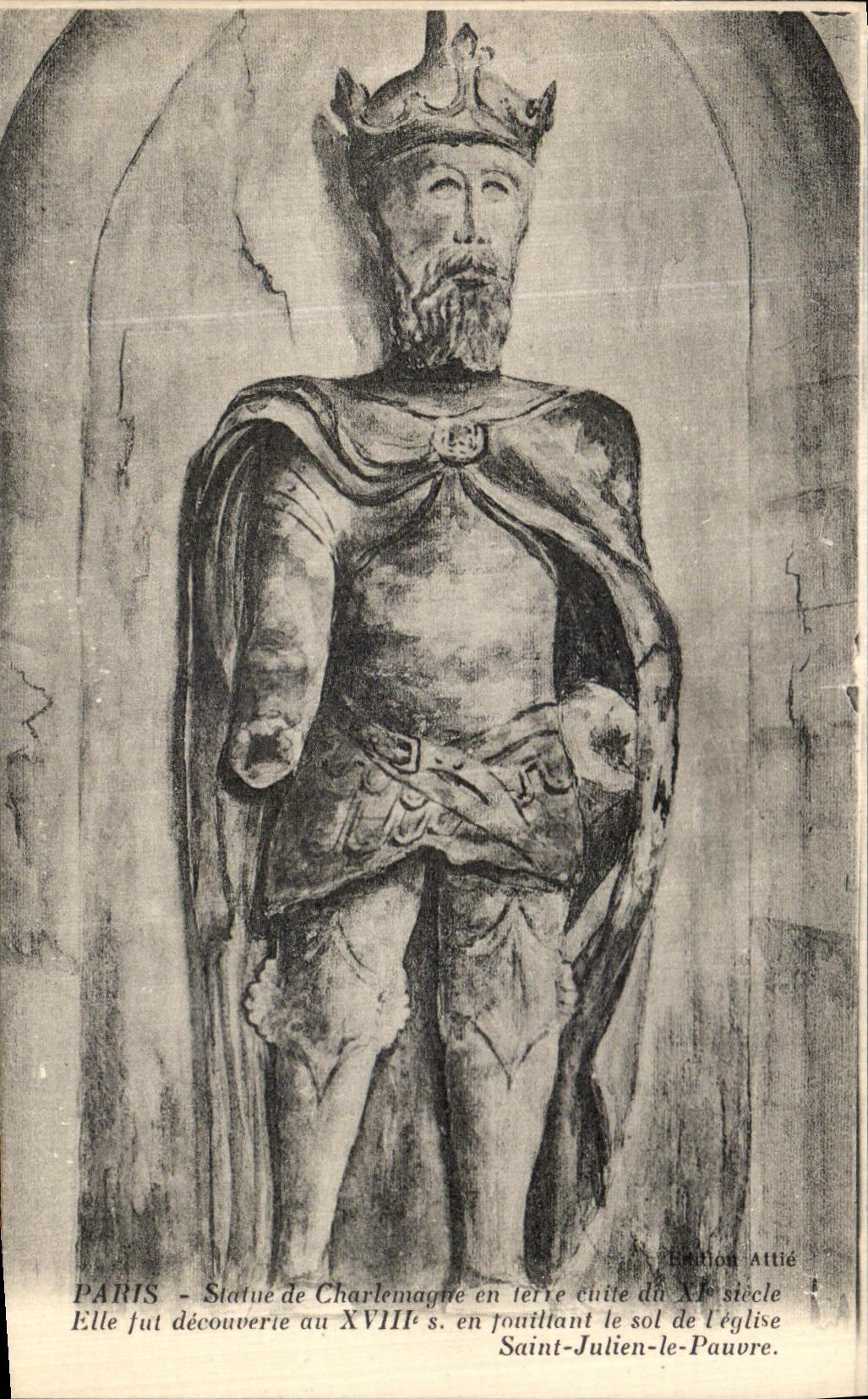 VINTAGE POSTCARD Paris Rules of ground Charlemagnre Cuite Holy Julien the Poor one