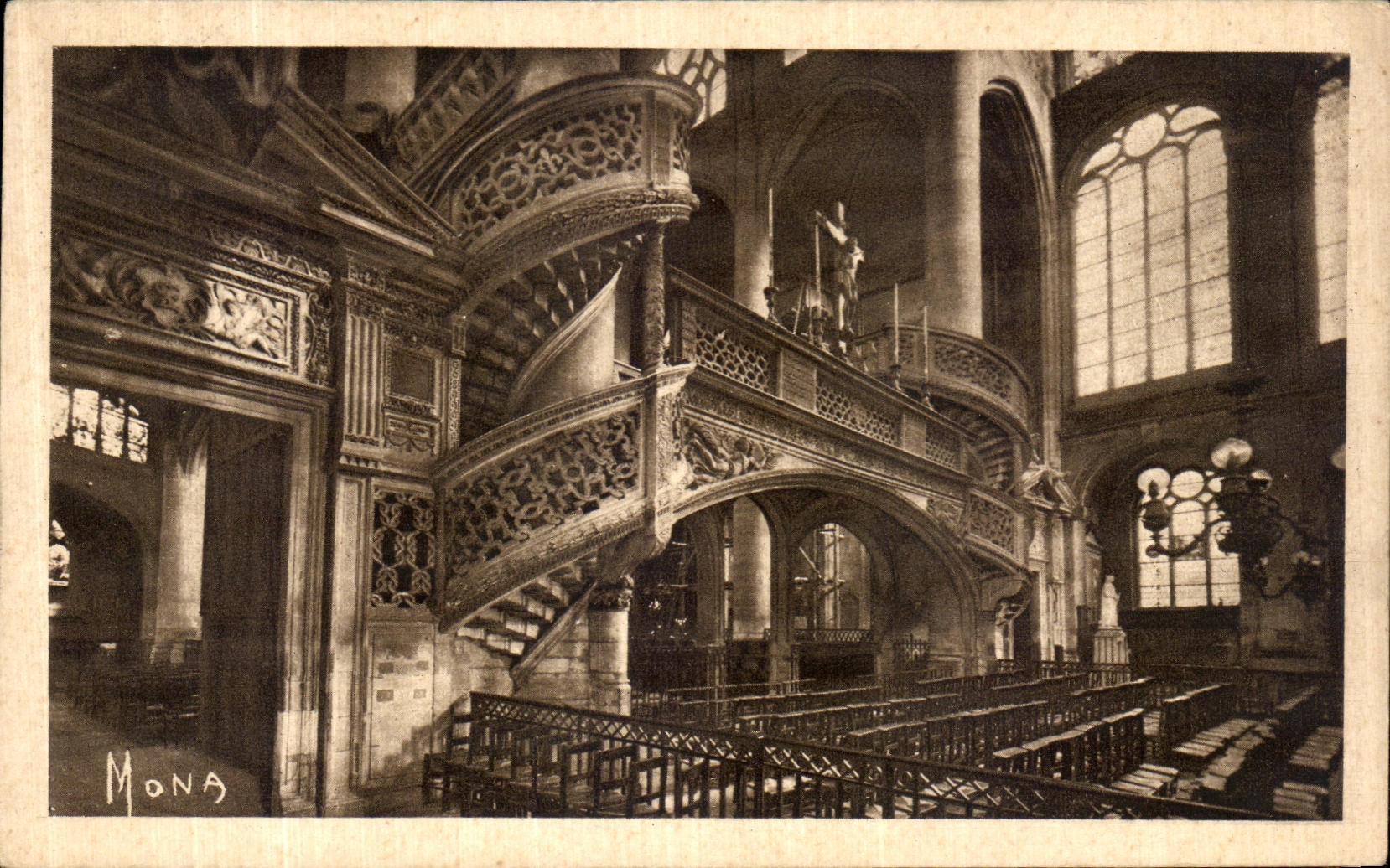 VINTAGE POSTCARD Interior Paris of Etienne Saint of the Mount