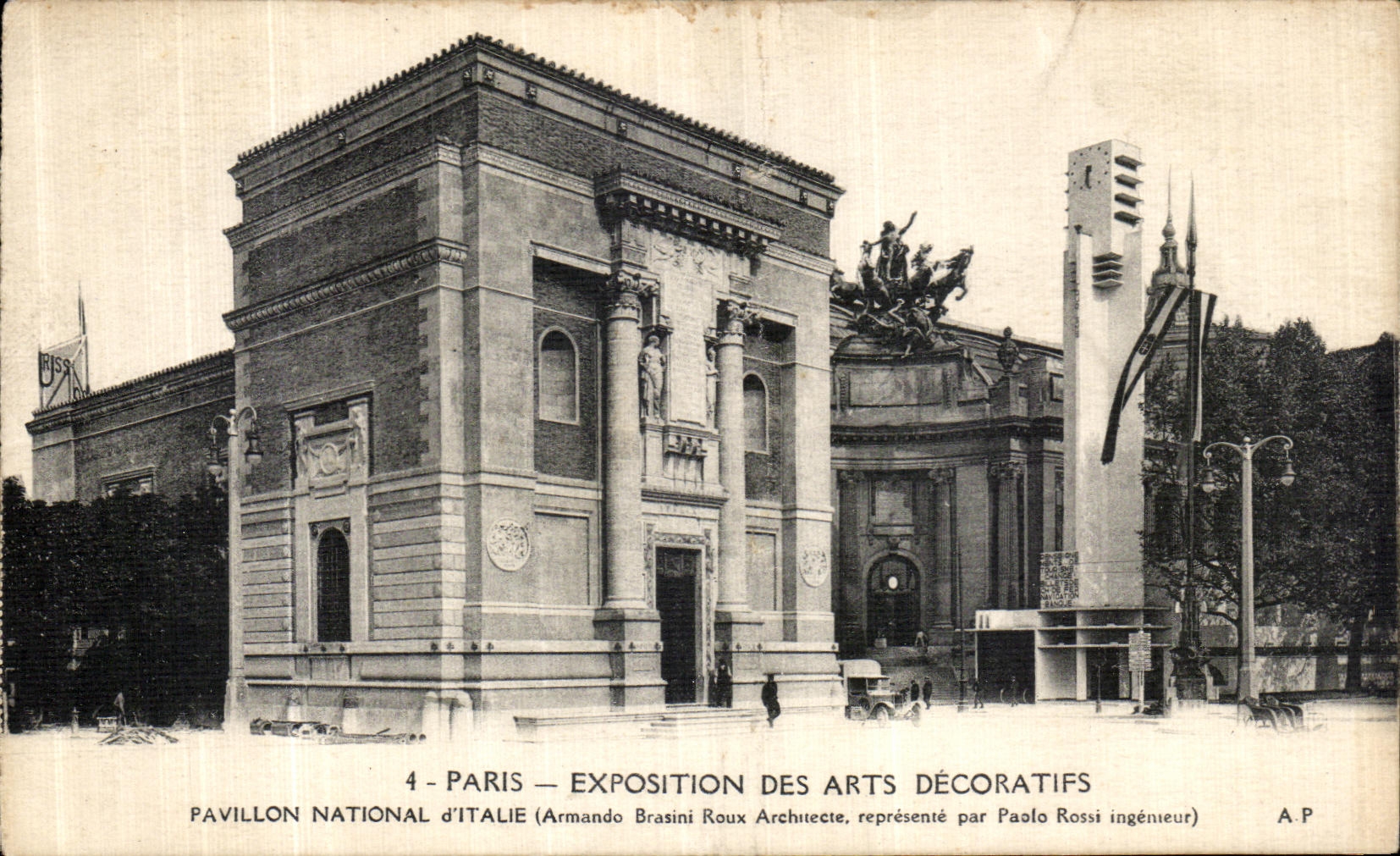 Exposicion internacional de Paris de la POSTAL de la VENDIMIA de la casa decorativa D Italia del nacional de los artes 1925