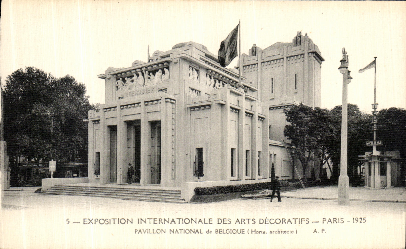 Exposicion internacional de Paris de la POSTAL de la VENDIMIA de la casa decorativa de los artes de Belgica