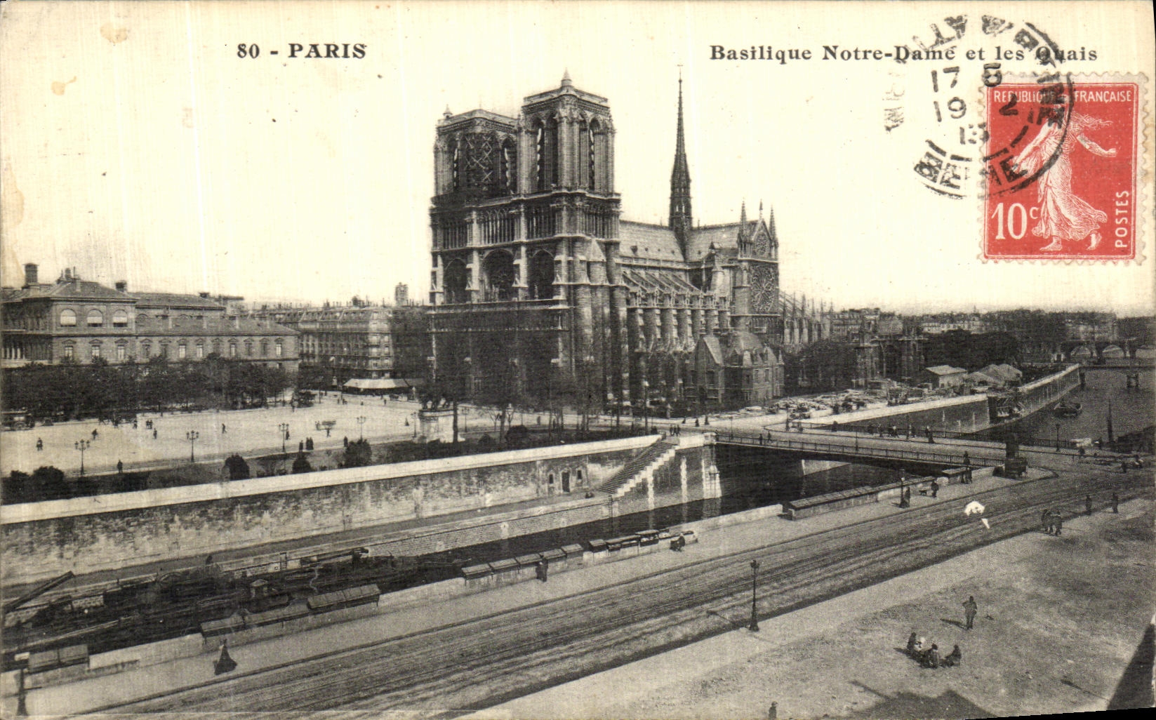 Basilica Notre Dame de Paris de la POSTAL de la VENDIMIA y muelles