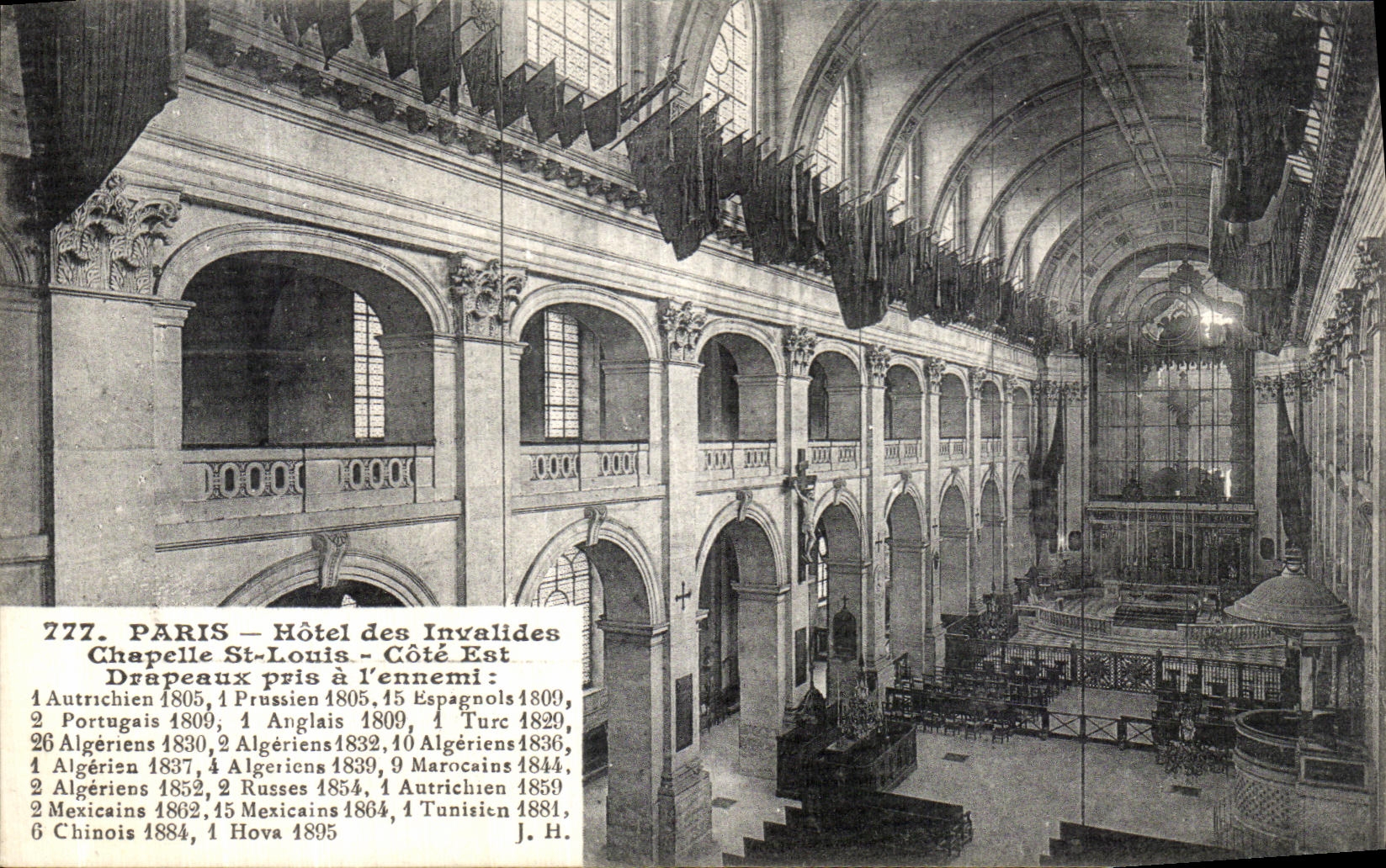 VINTAGE POSTCARD Paris Hotel of the Invalids Vault St Louis East coast Flags taken has L Ennemi