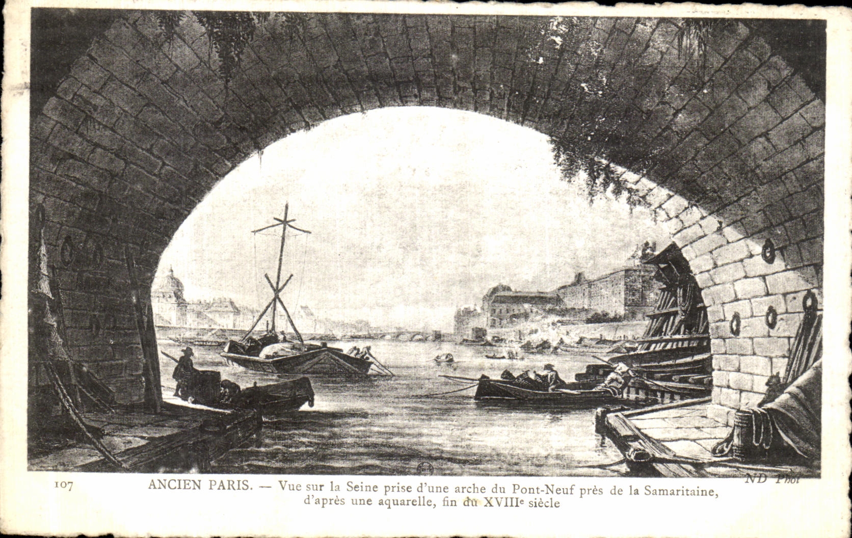 CPA Ancien Paris Vue sur la Seine prise d une arche du Pont Neuf pres de la Samaritaine