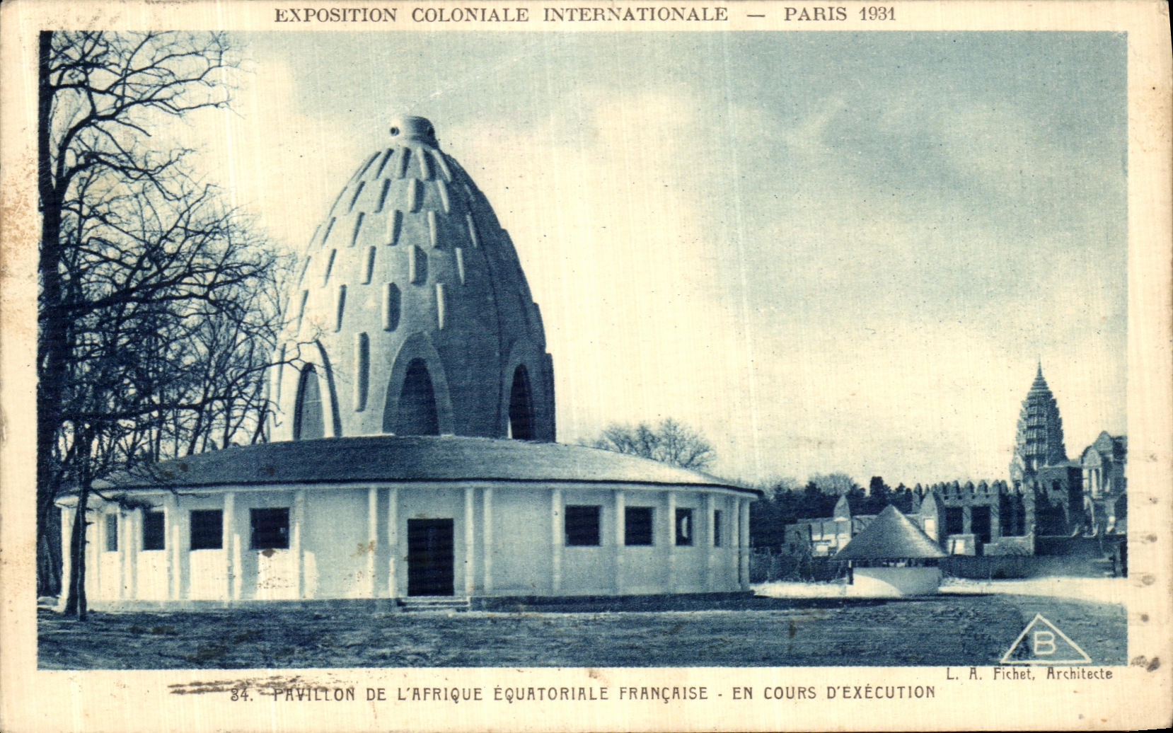 VINTAGE POSTCARD House Of L French Equatorial Africa In progress D International Execution Fair colonial Paris 1931