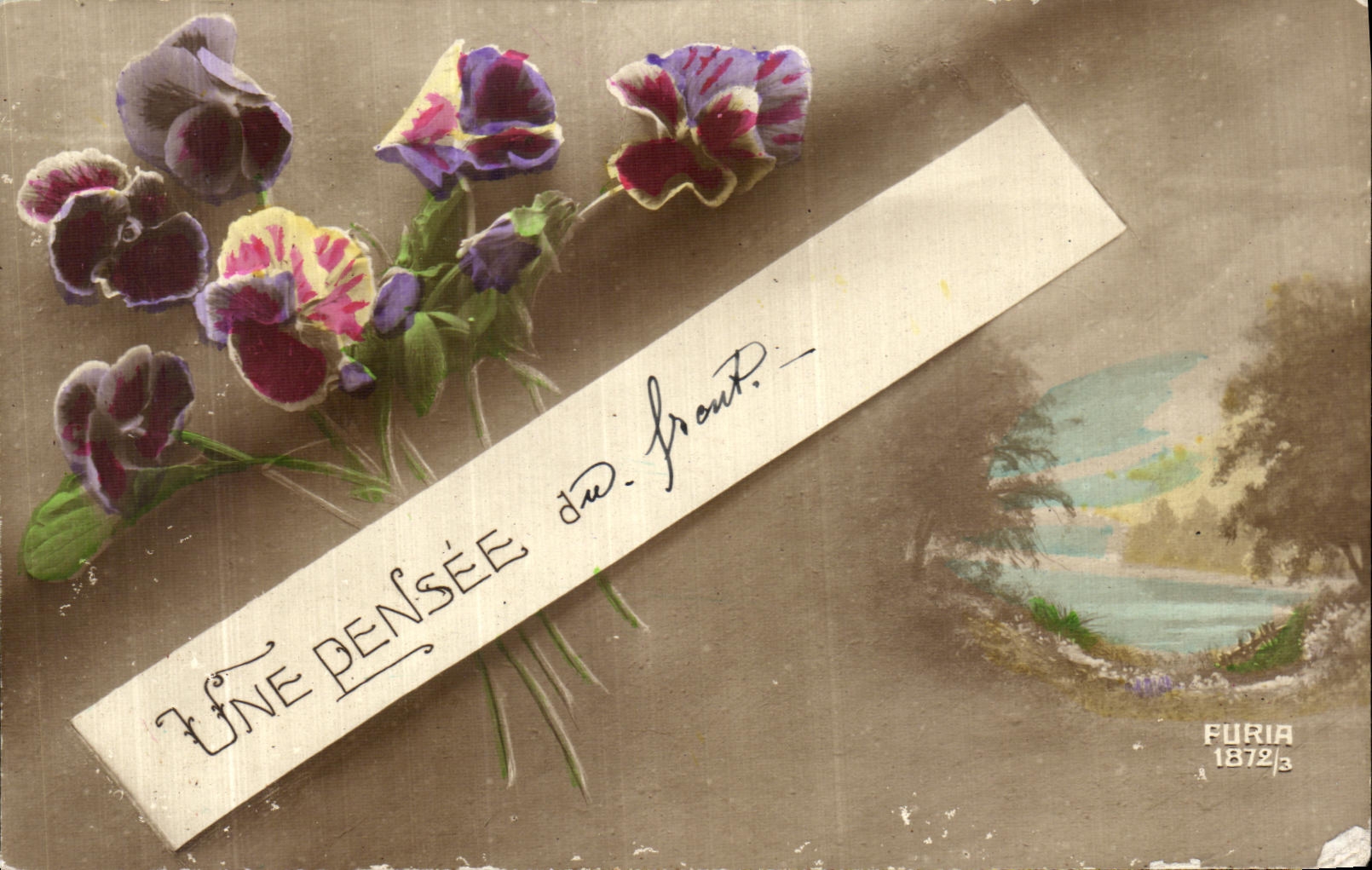 POSTAL de la VENDIMIA un pensamiento de las flores de Francia