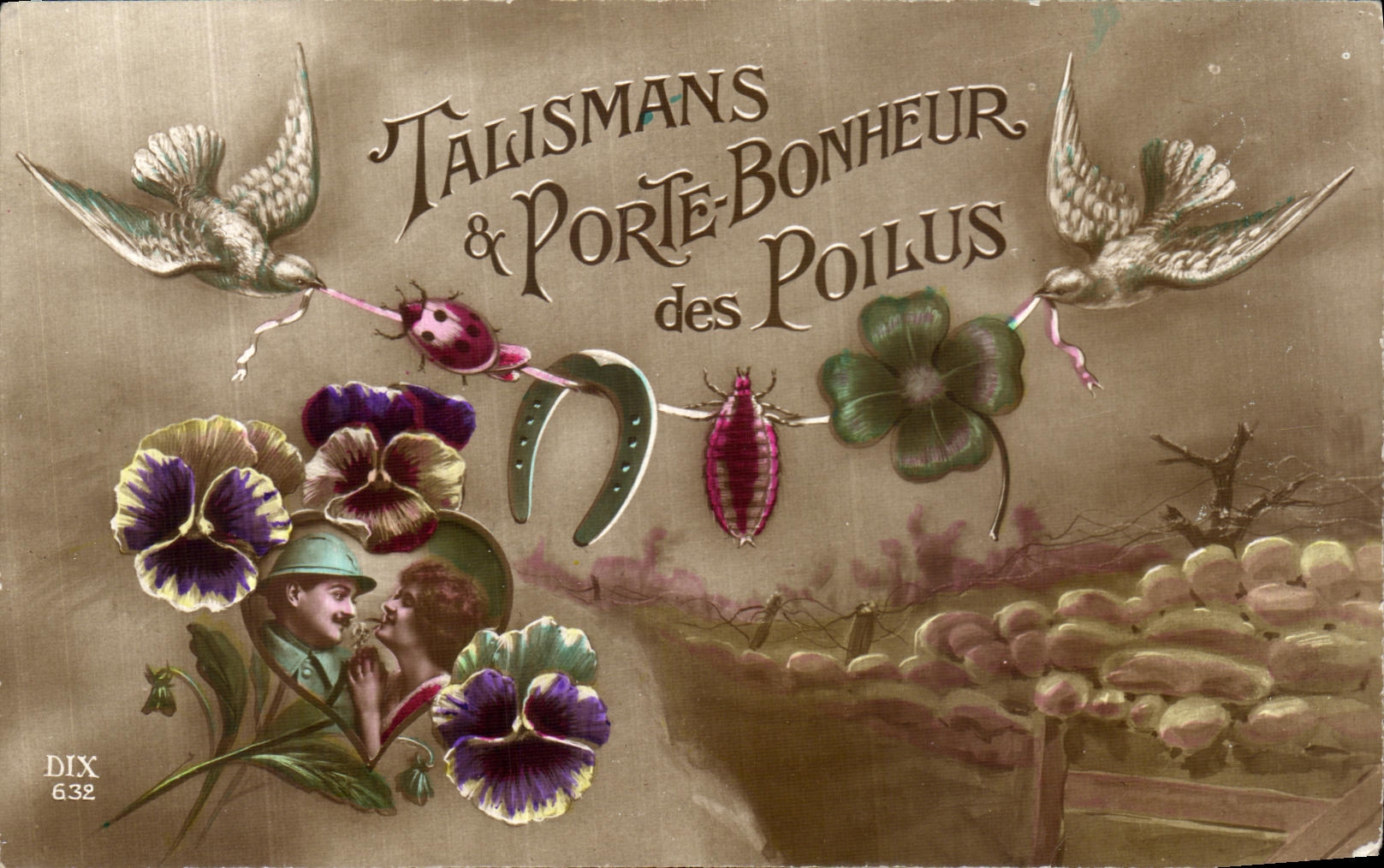 VINTAGE POSTCARD Talismans Carries Happiness of Hairy Militaria