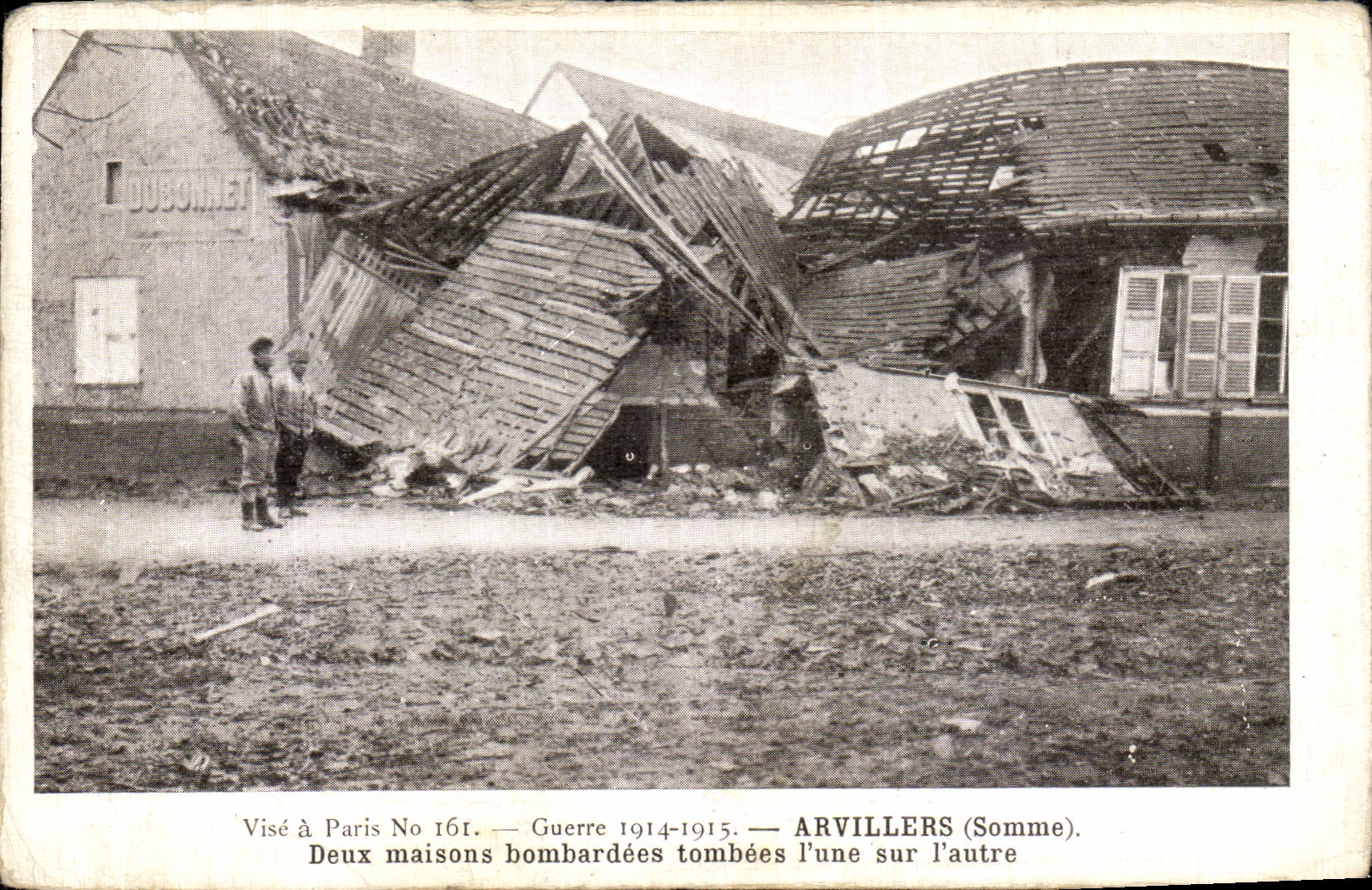 VINTAGE POSTCARD Arvillers Two Houses Bombardees Tombees Militaria