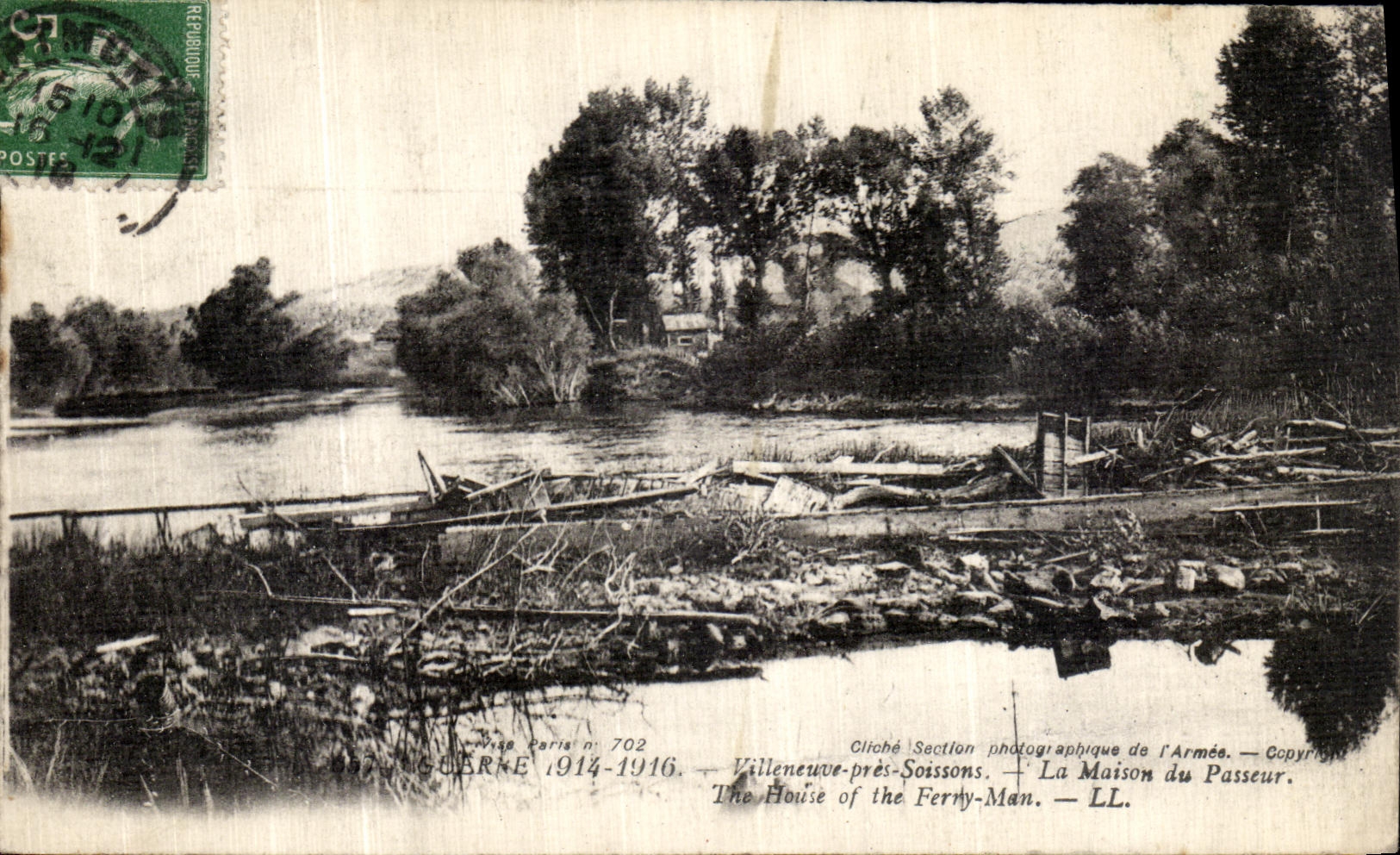 VINTAGE POSTCARD Villeneuve Close Soissons the House of the Frontier runner