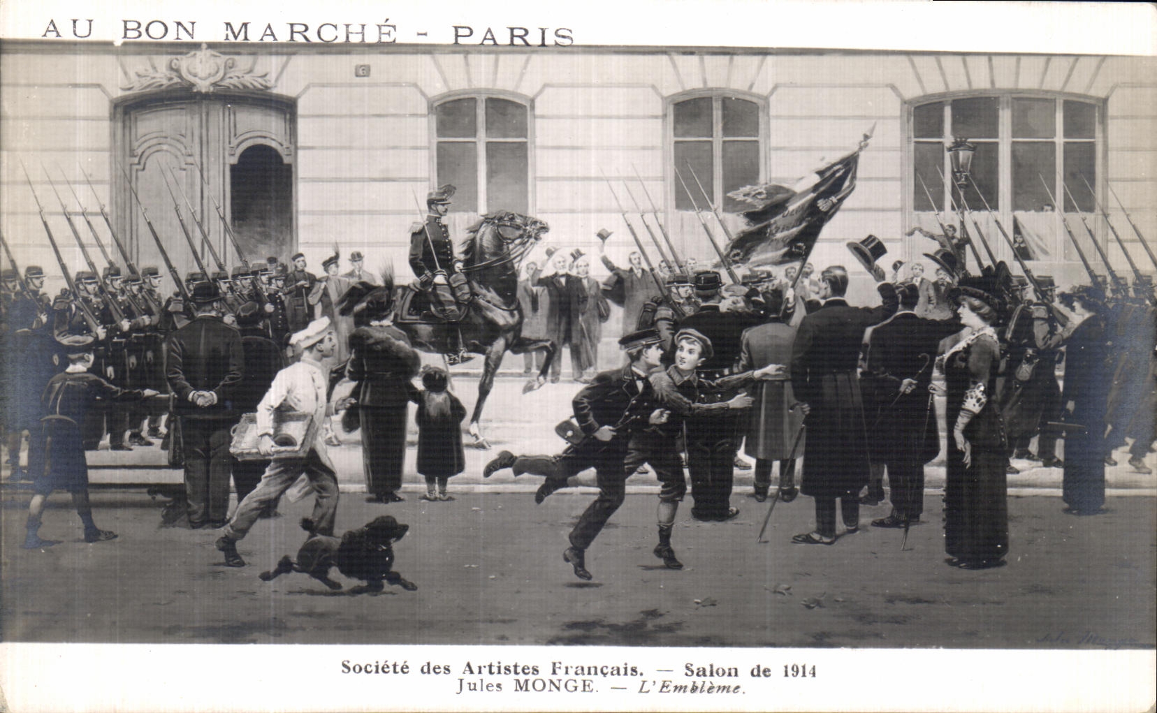 CPA Au Bon Marche Paris Salon 1914 Jules Monge L embleme Militaria