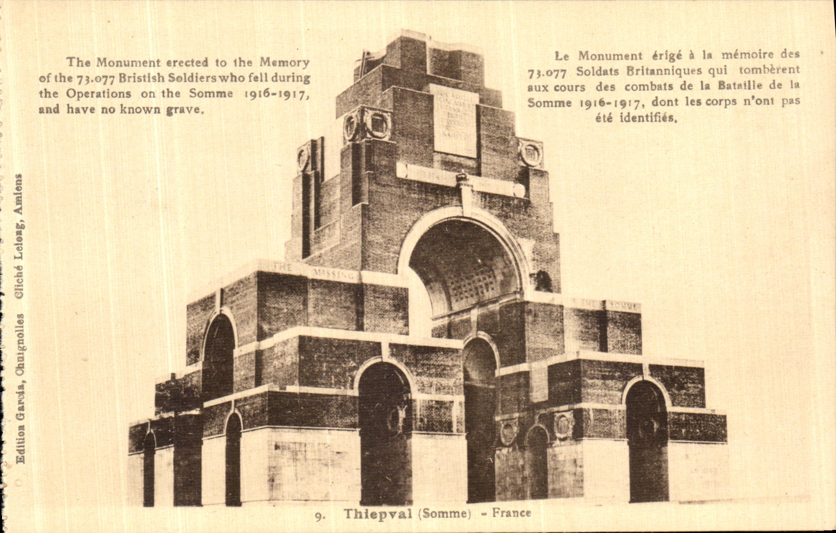 VINTAGE POSTCARD Thiepval France