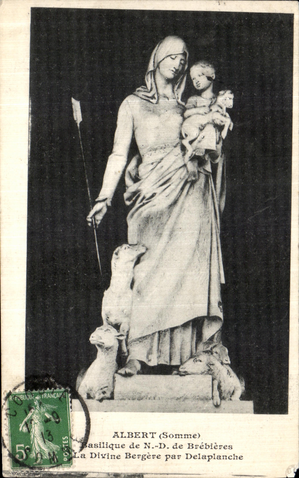 VINTAGE POSTCARD Albert Basilique of NR D De Brebieres the divine shepherdess by Delaplanche