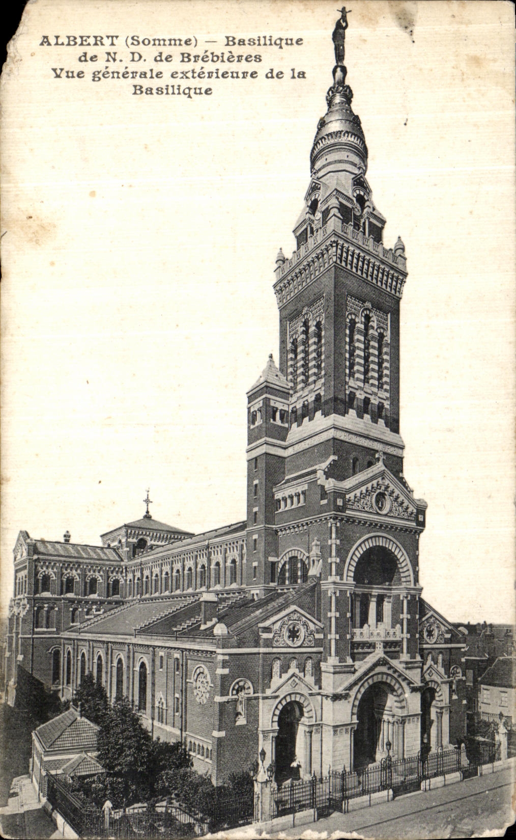 VINTAGE POSTCARD Albert the Basilica of NR D Brebieres View external of the Basilica