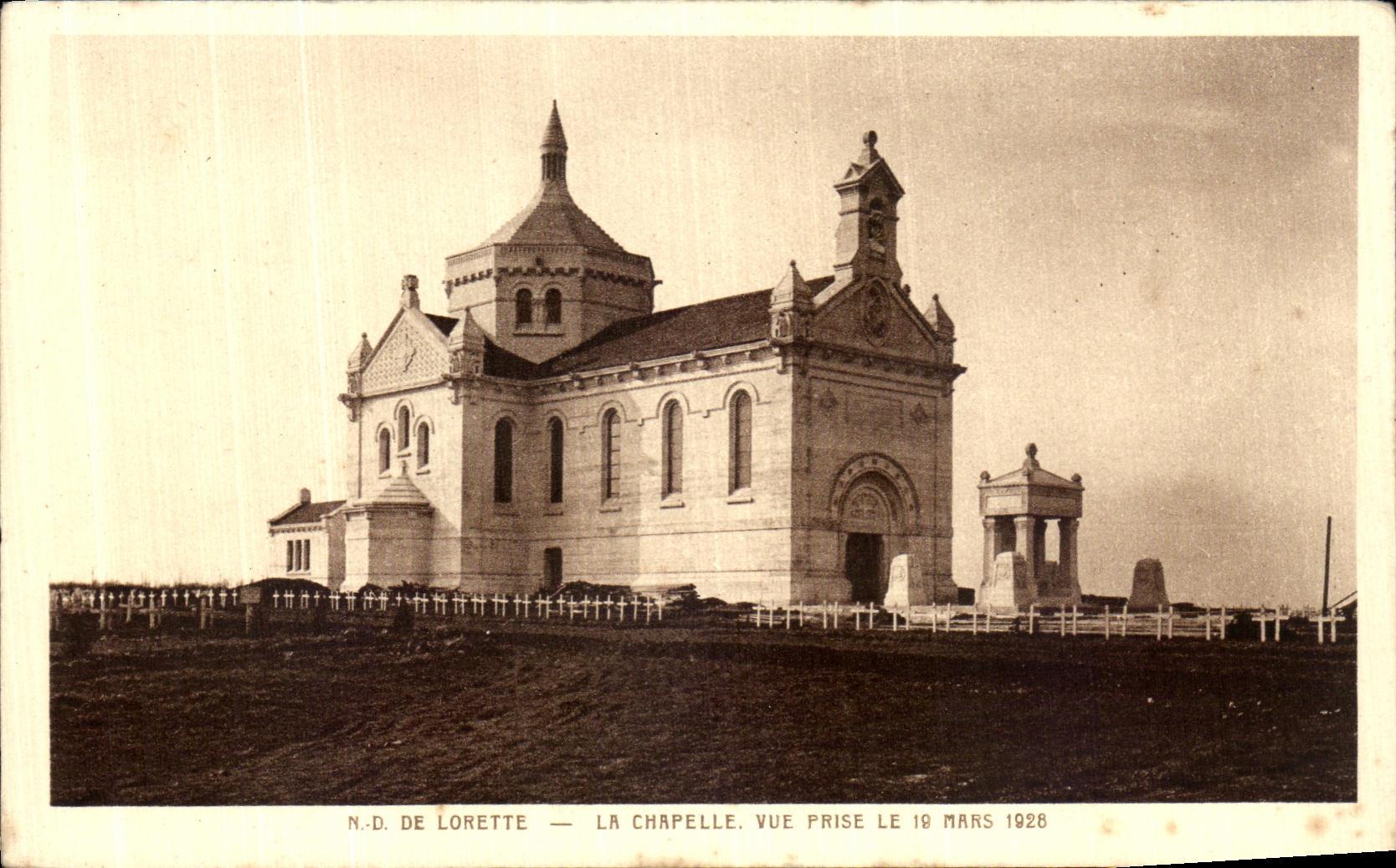 VINTAGE POSTCARD NR D of Lorette La Chapelle Seen from on March 19th  1926