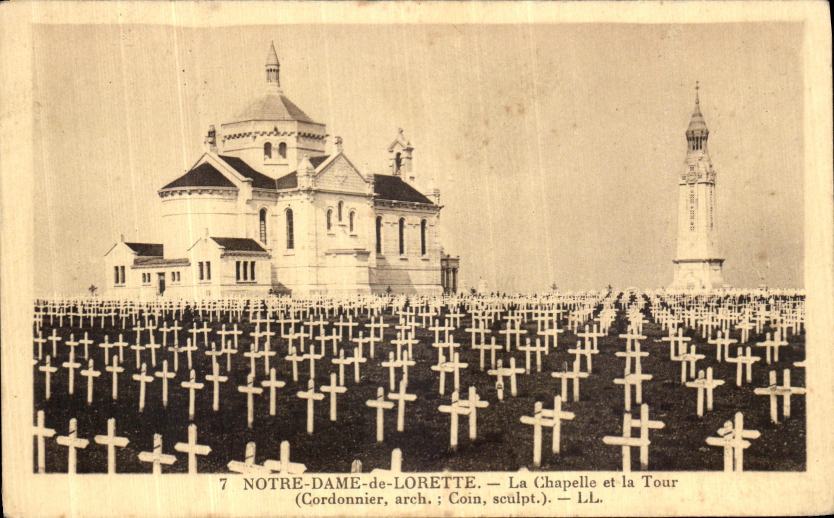VINTAGE POSTCARD NR D of Lorette La Chapelle and the Tower