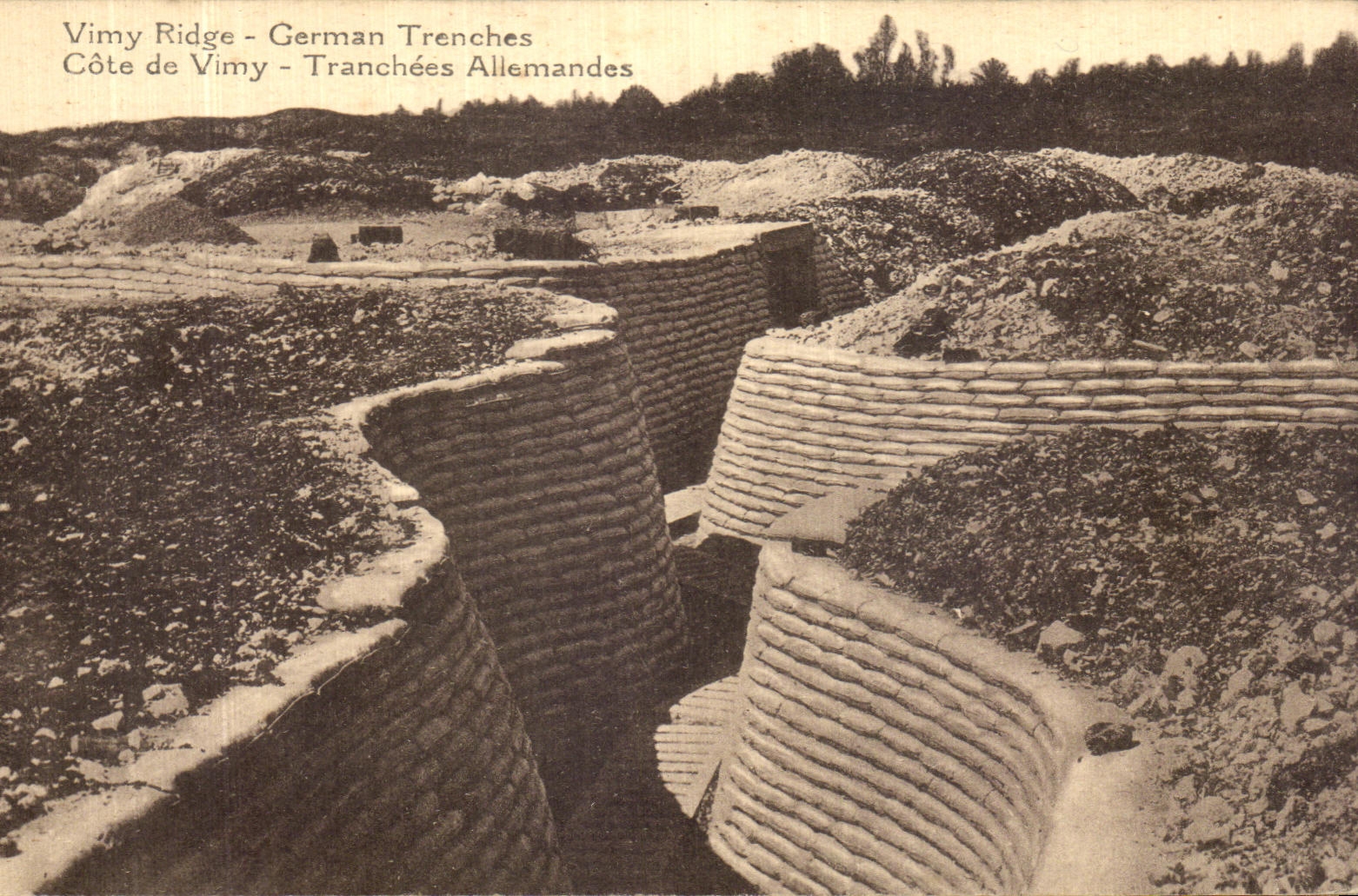VINTAGE POSTCARD Vimy Ridge German Trenches Dimensions De Vimy Tranchees Allemandes Militaria