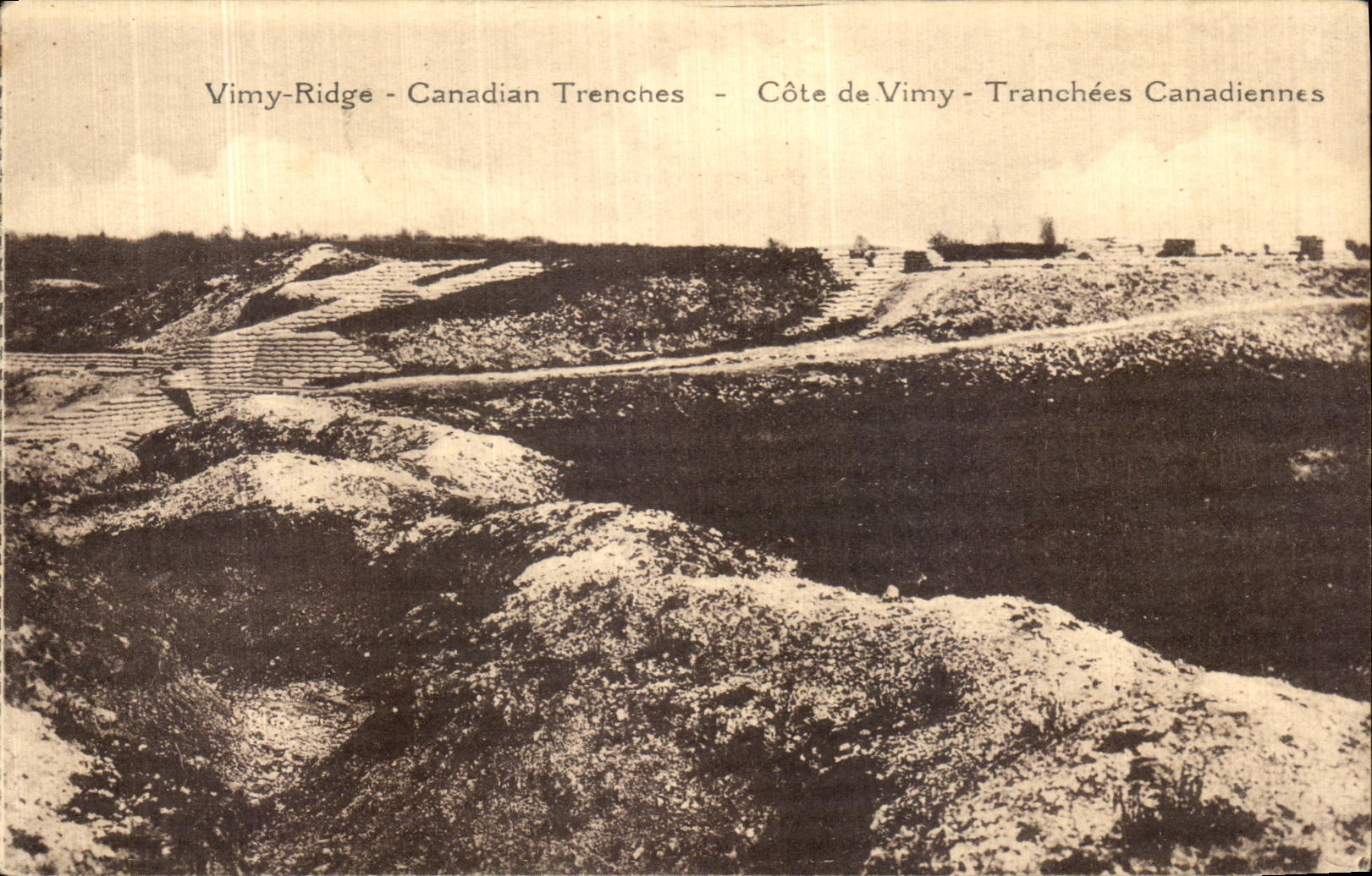 VINTAGE POSTCARD Vimy Ridge German Trenches Dimensions De Vimy Tranchees Canadian Militaria