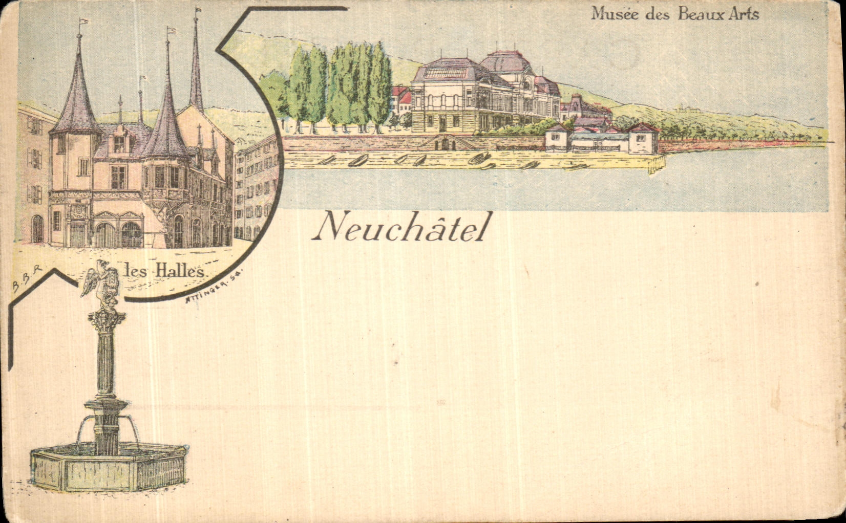 CPA Neuchatel Musee des Beaux Arts Les halles