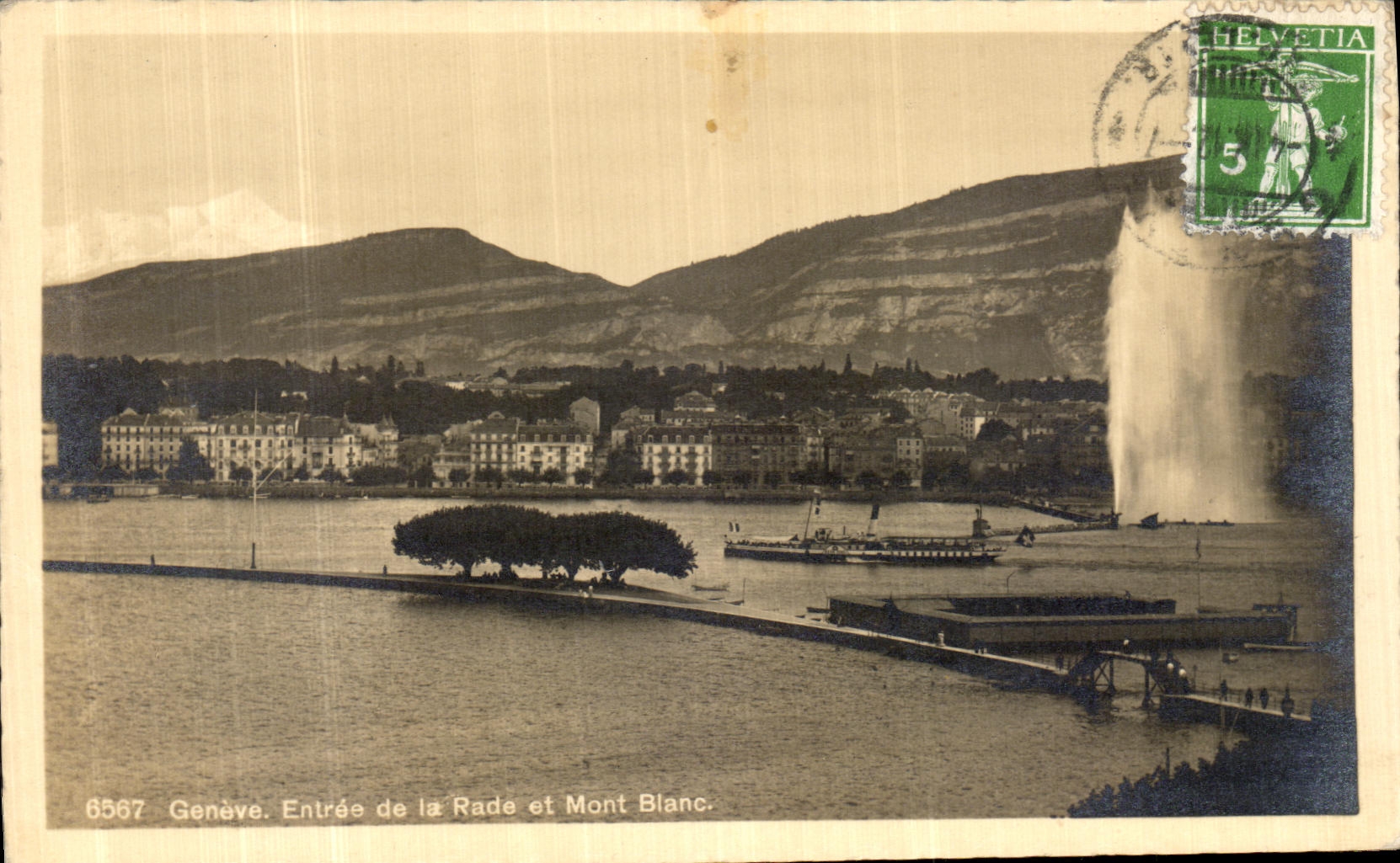 VINTAGE POSTCARD Geneva Entered of the Roads and Mont Blanc