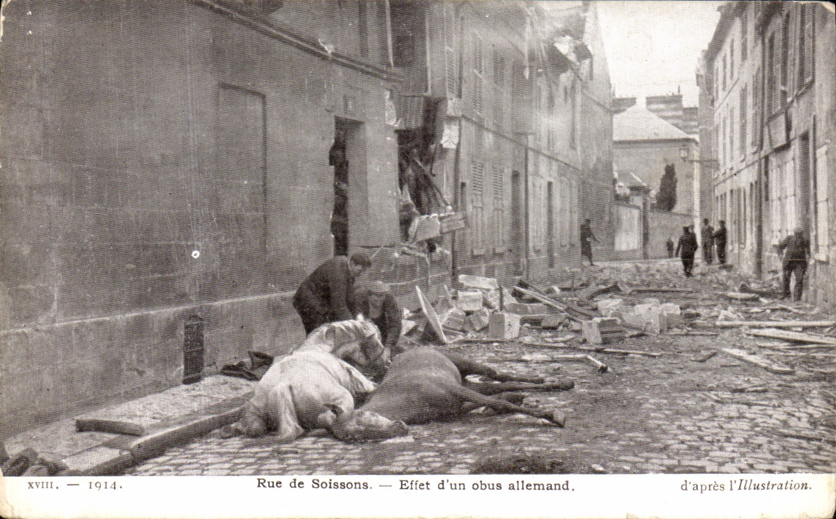 CPA Rue De Soissons Effet d un Obus allemand 