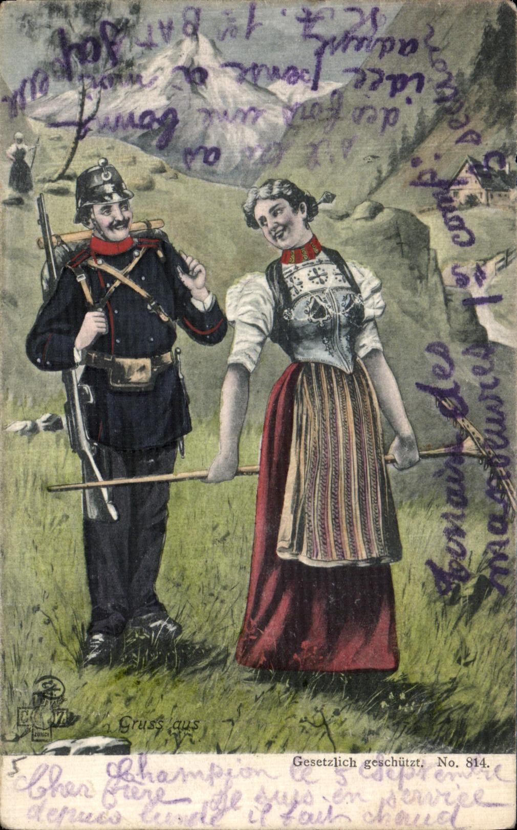 VINTAGE POSTCARD Gruss Aus Militaria