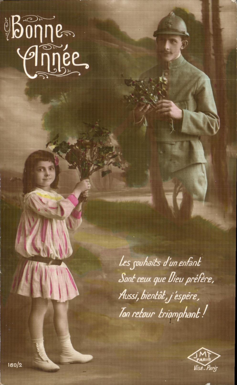 VINTAGE POSTCARD Happy New Year Militaria