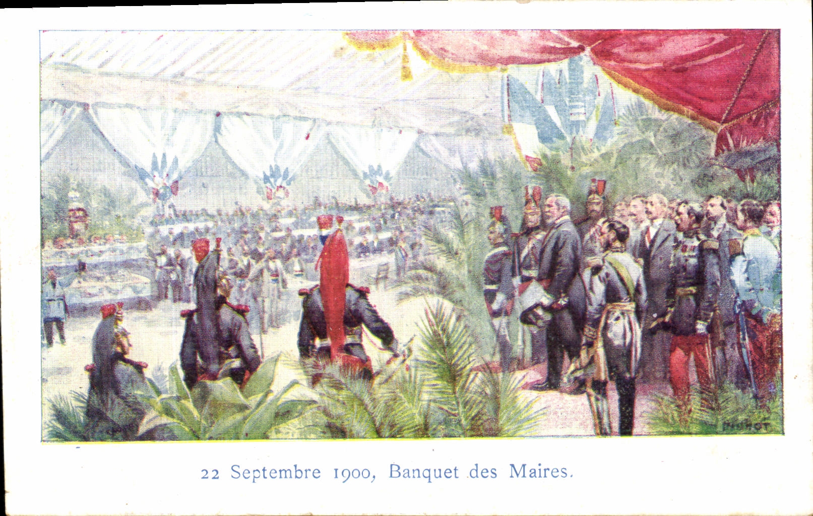 VINTAGE POSTCARD Banquet of the Mayors Militaria September 22nd 1900