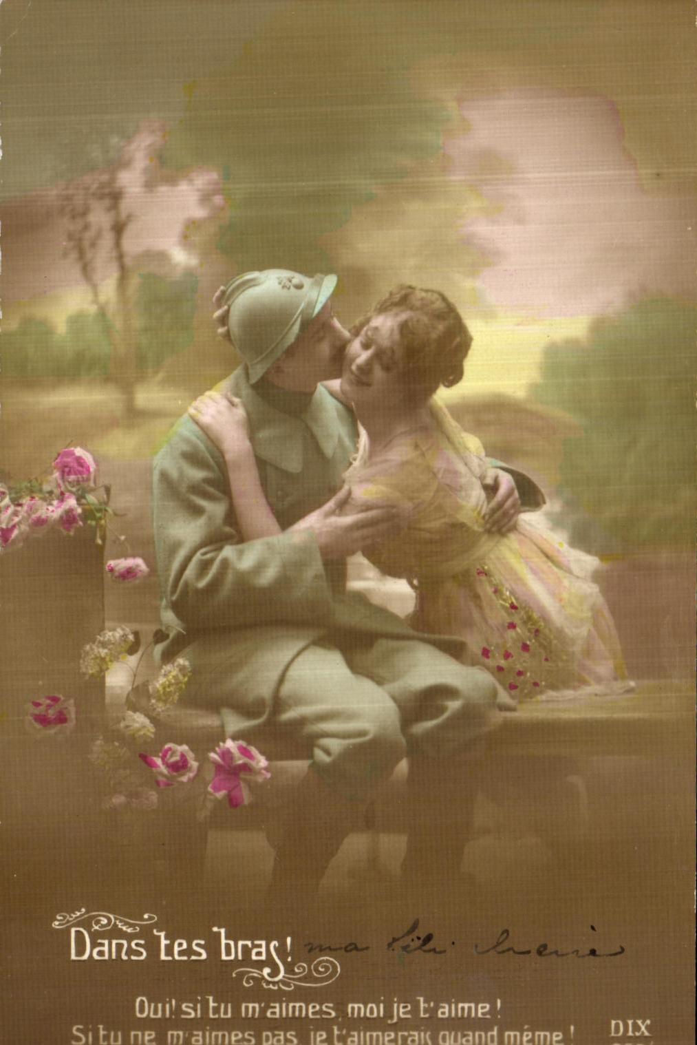 CPA Dans tes Bras Militaria FEmme