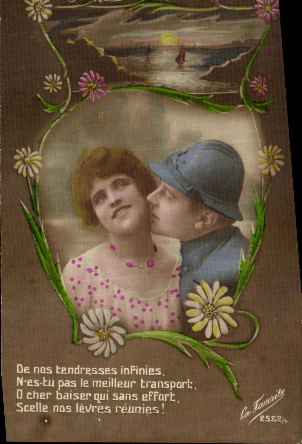 CPA Le baiser Militaria