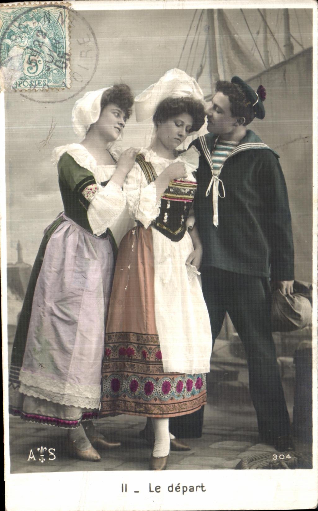 CPA Le Depart Femme Militaria 