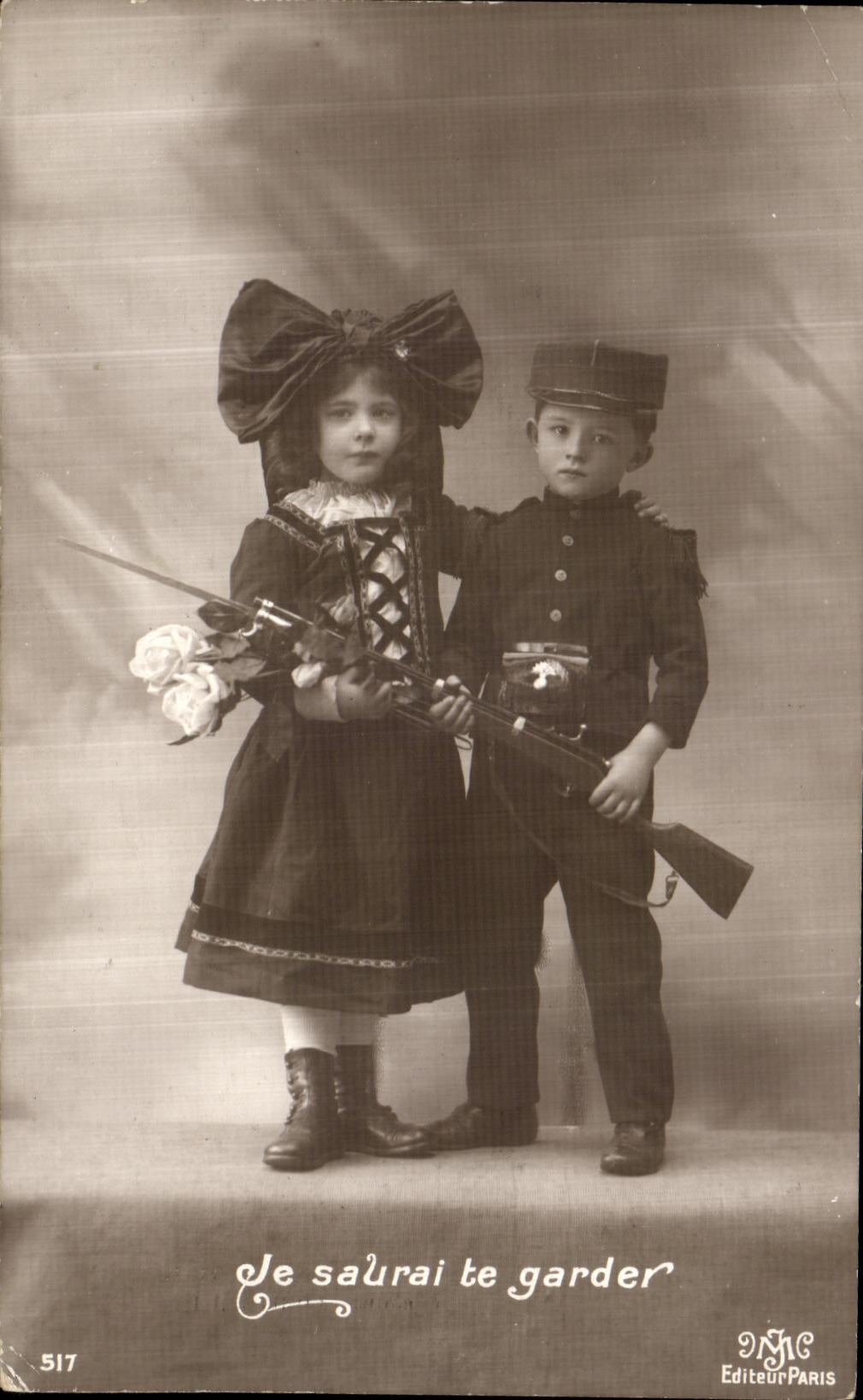 VINTAGE POSTCARD I Will be able To keep You Children Alsace Militaria