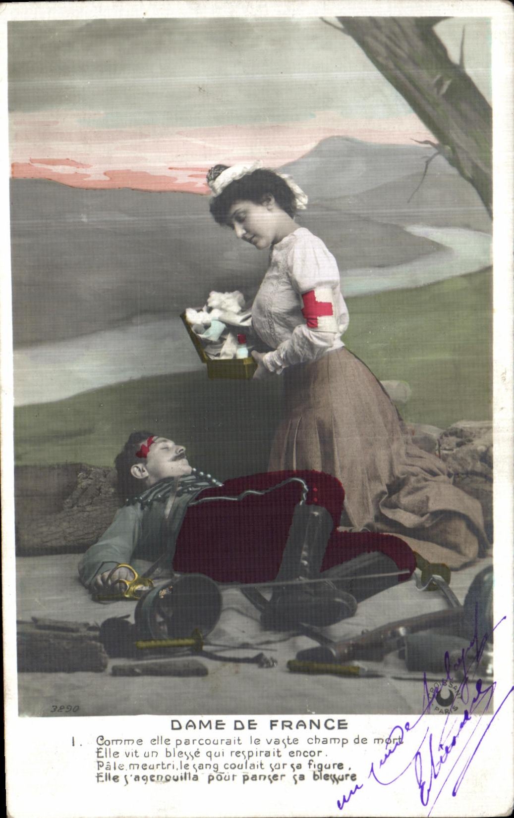 CPA Dame De France Femme Croix Rouge Militaria 