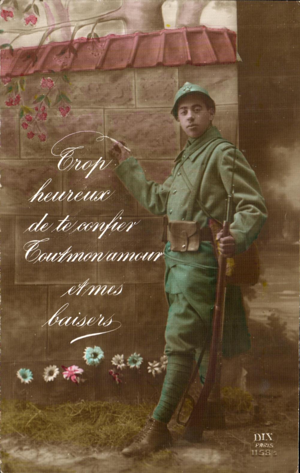 VINTAGE POSTCARD Hairy Soldier Militaria