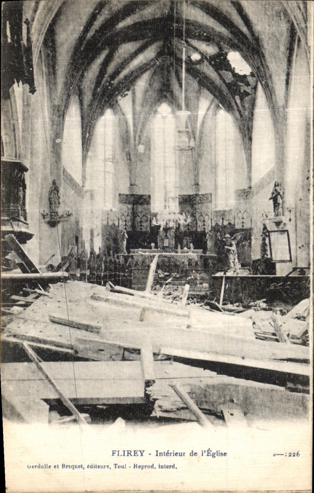 VINTAGE POSTCARD Interior Flirey of L Militaria Church