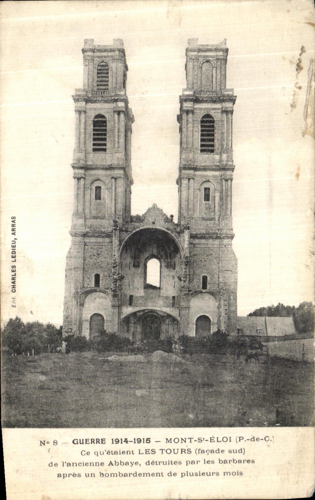 VINTAGE POSTCARD War Mount St Eloi Tours