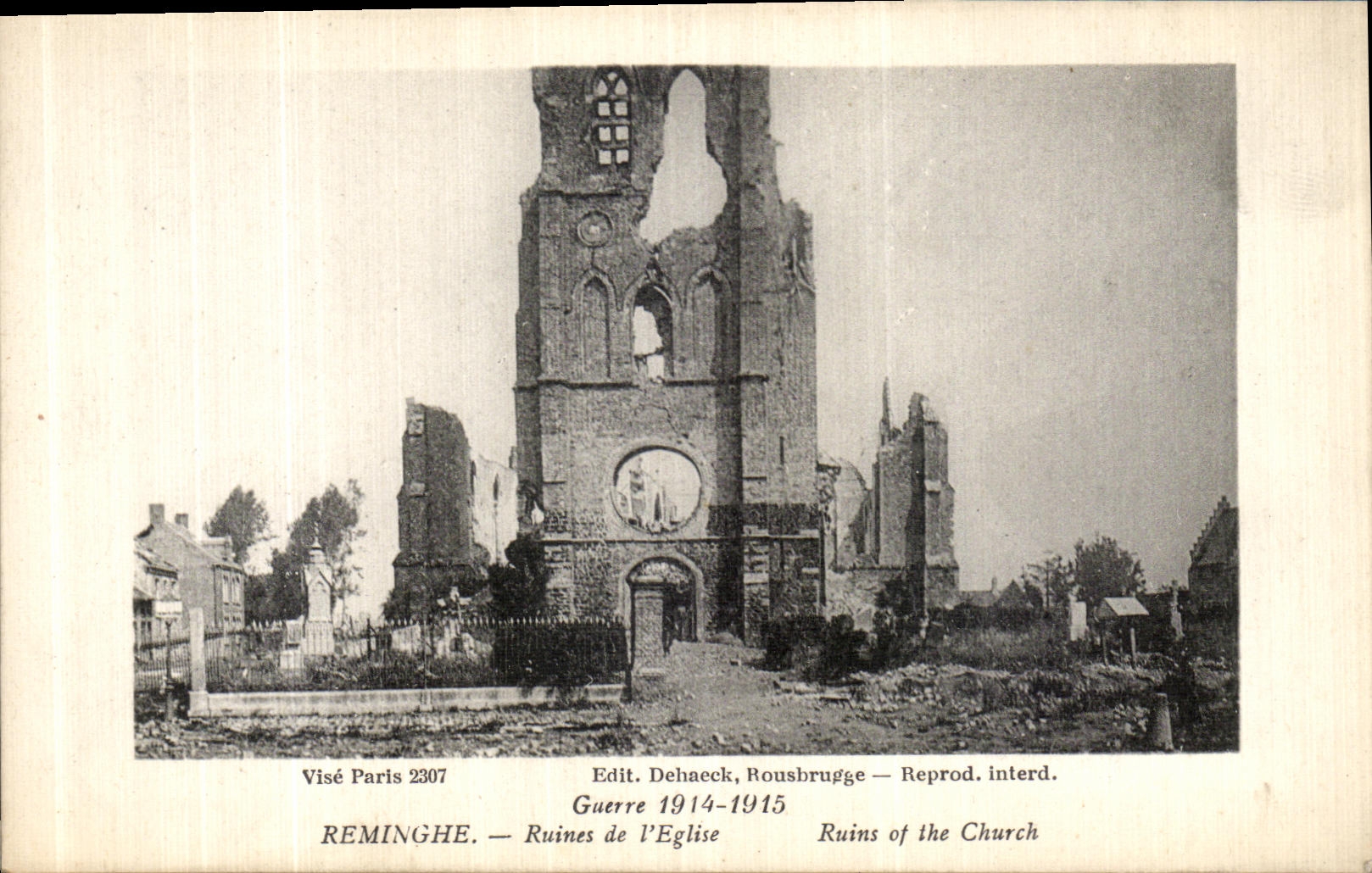 VINTAGE POSTCARD Reminghe Ruins of L Militaria Church