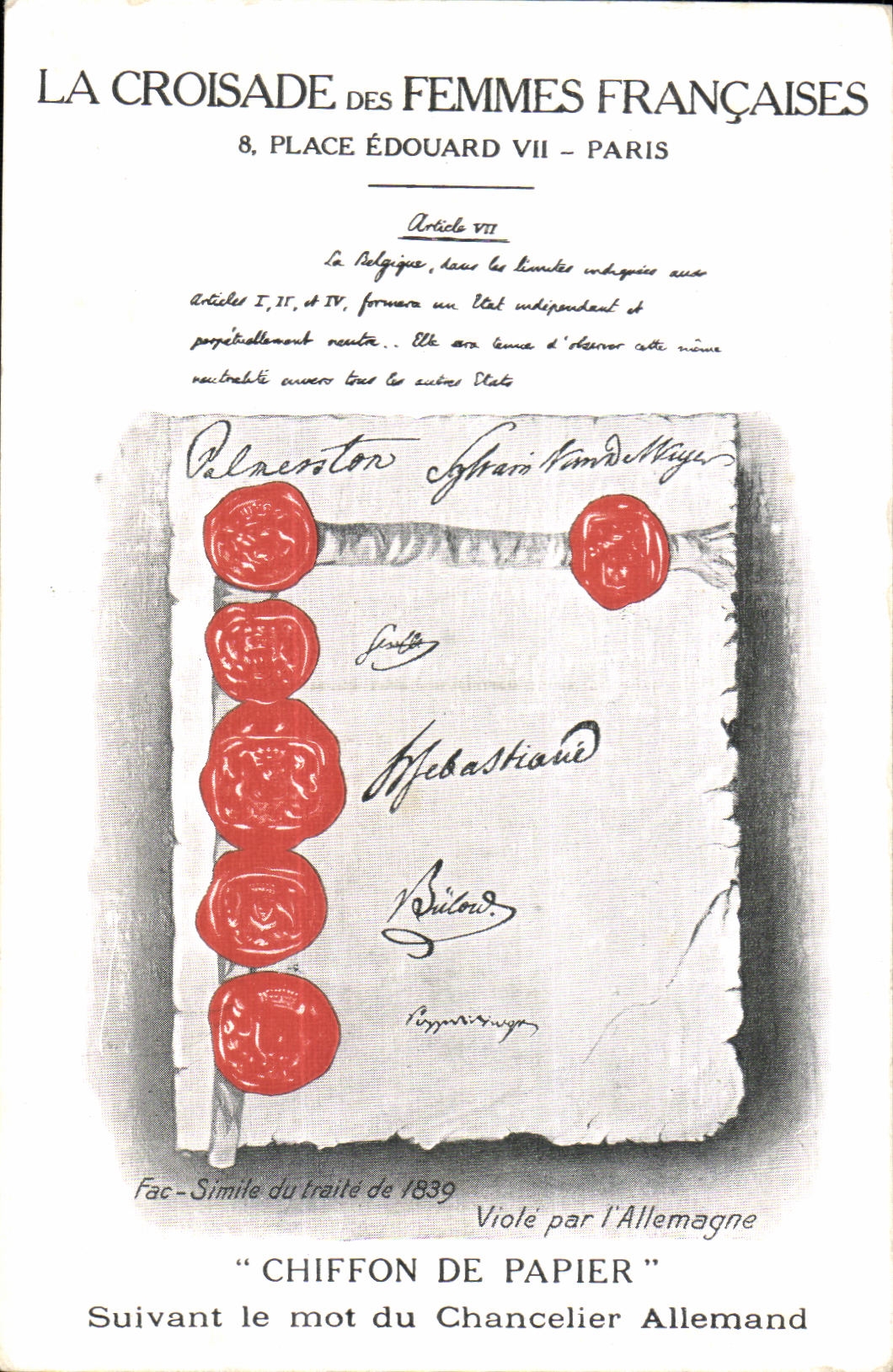 VINTAGE POSTCARD the crusade of the French women paper Rag