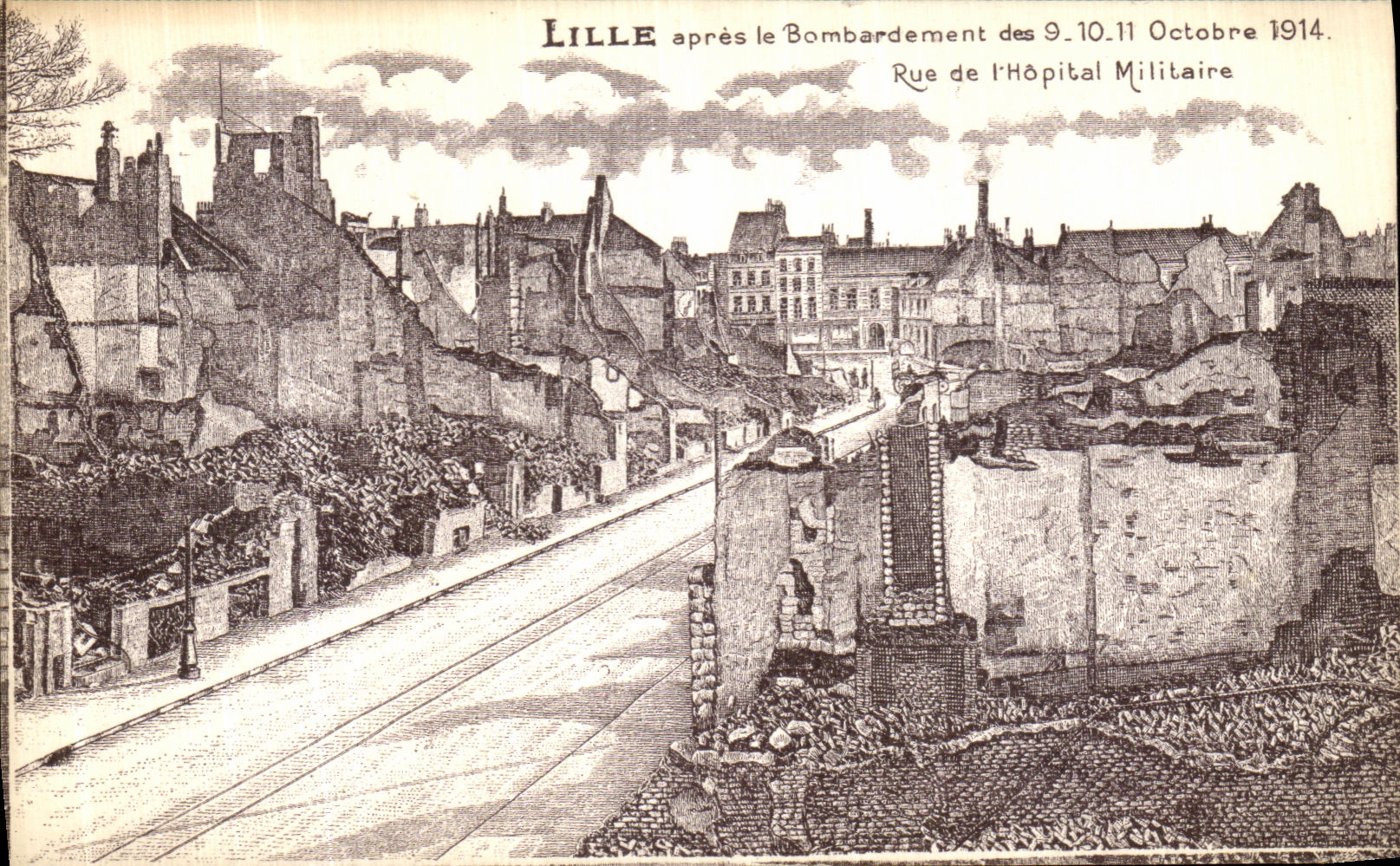 VINTAGE POSTCARD Lille After the Bombardment 1914 Militaria