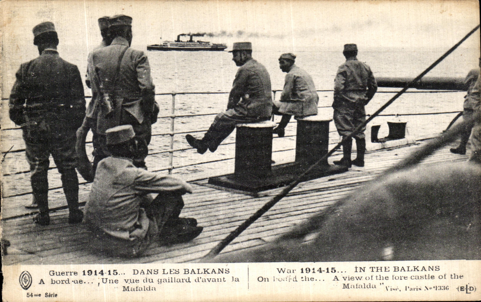 VINTAGE POSTCARD In Balkans a sight of the strapping man D before Mafalda Militaria Boat