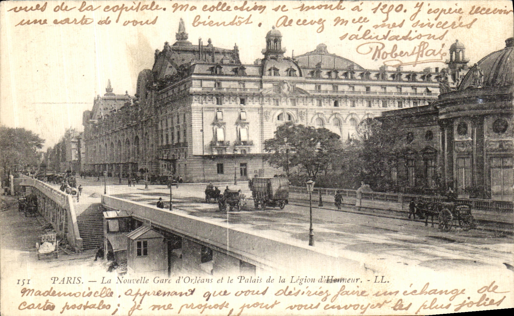 La POSTAL Paris de la VENDIMIA la nueva estacion D Orleans y el paladar de la legion D honra