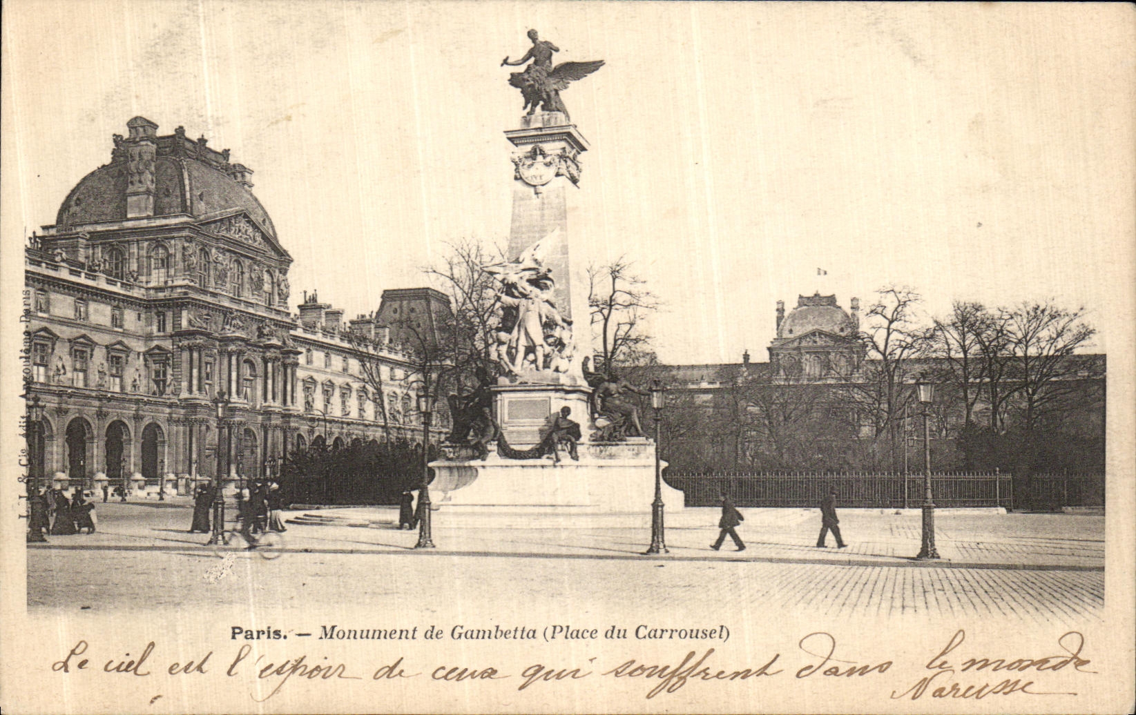 Monumento de Paris de la POSTAL de la VENDIMIA de la lumbrera de Gambetta