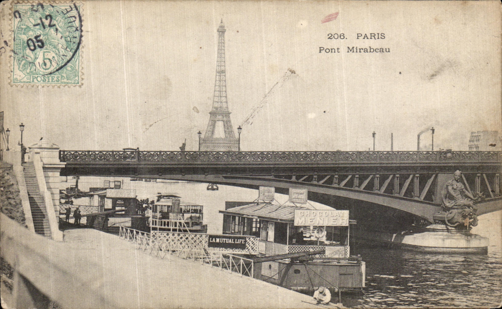 CPA Paris Pont Mirabeau Tour Eiffel