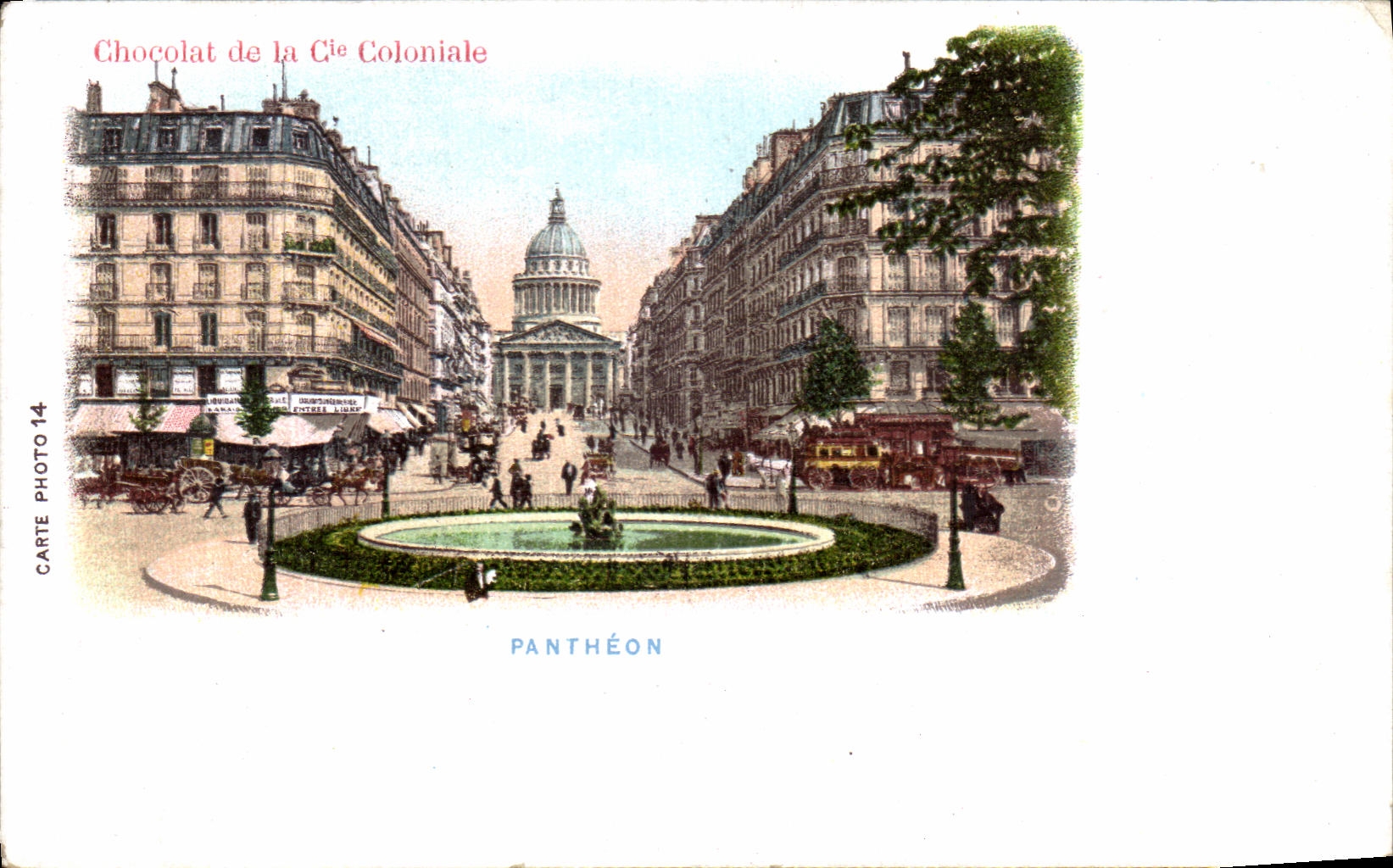 VINTAGE POSTCARD Paris Chocolate of Colonial the Pantheon