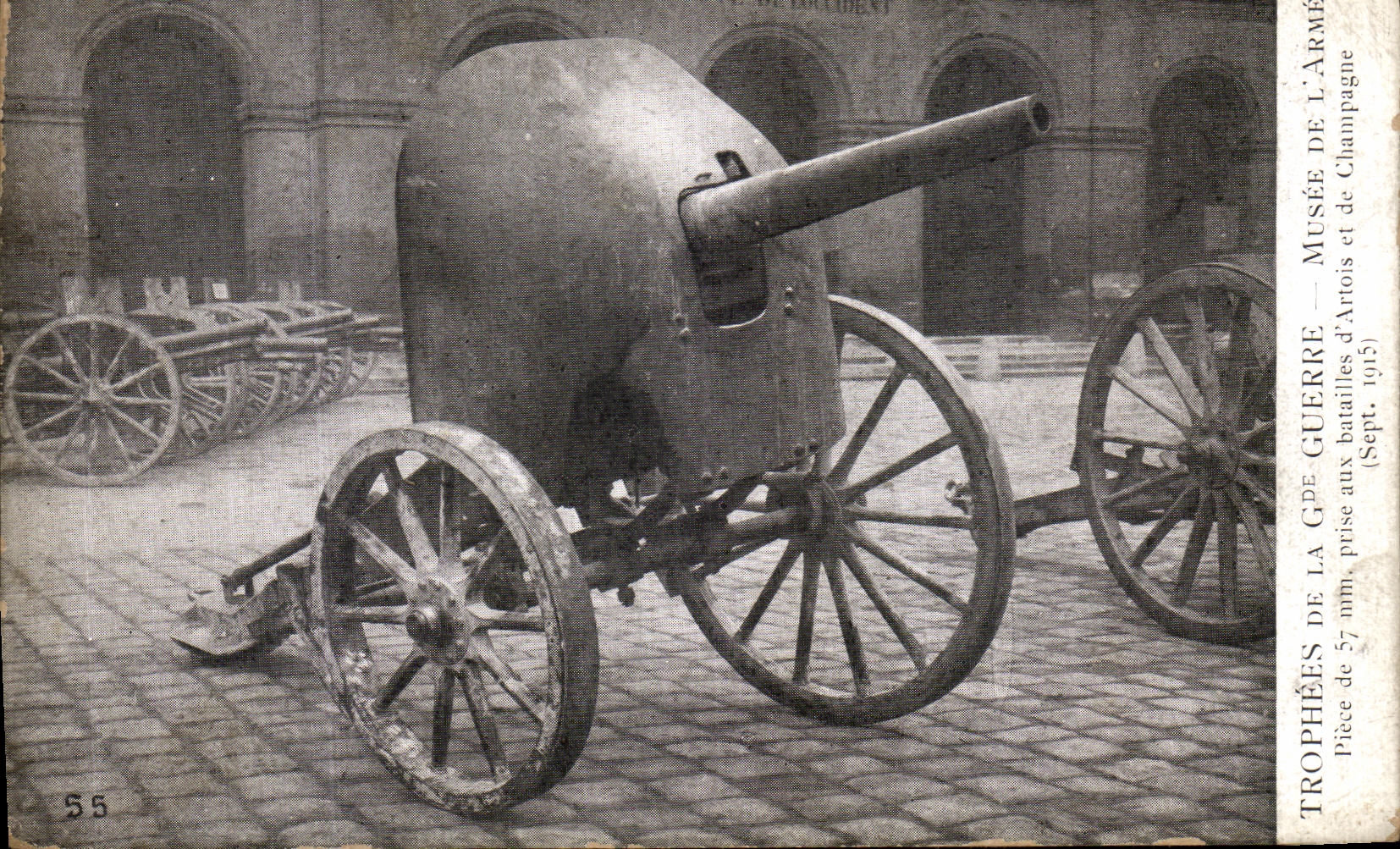 Los trofeos de Paris de la POSTAL de la VENDIMIA del gran museo de la guerra de L armaron la parte con 57 milimetros tomados con las batallas D Artois y con Champan