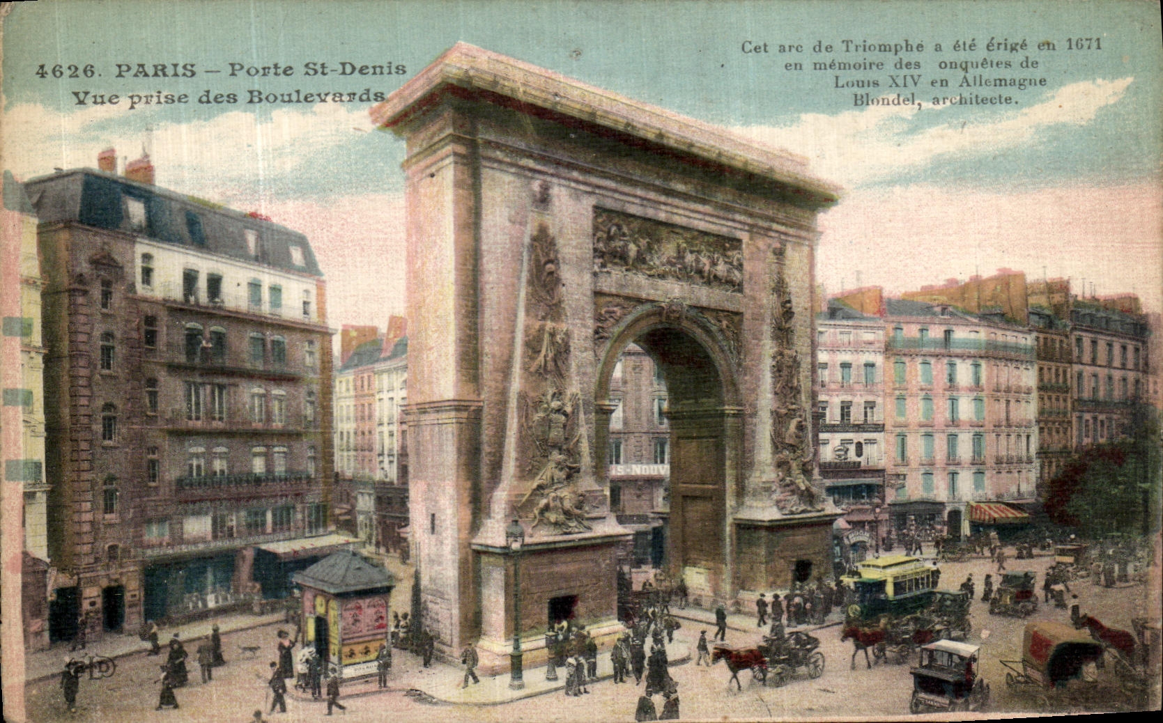 CPA Paris Porte St Denis Vue Prise des Boulevards