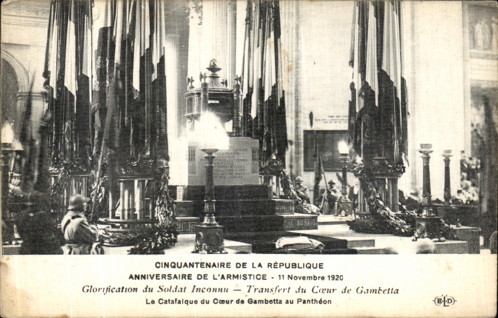 POSTAL CAnniversaire de la VENDIMIA de L armisticio de la glorificacion de la transferencia del soldado desconocido del panteon de Gambetta Militaria